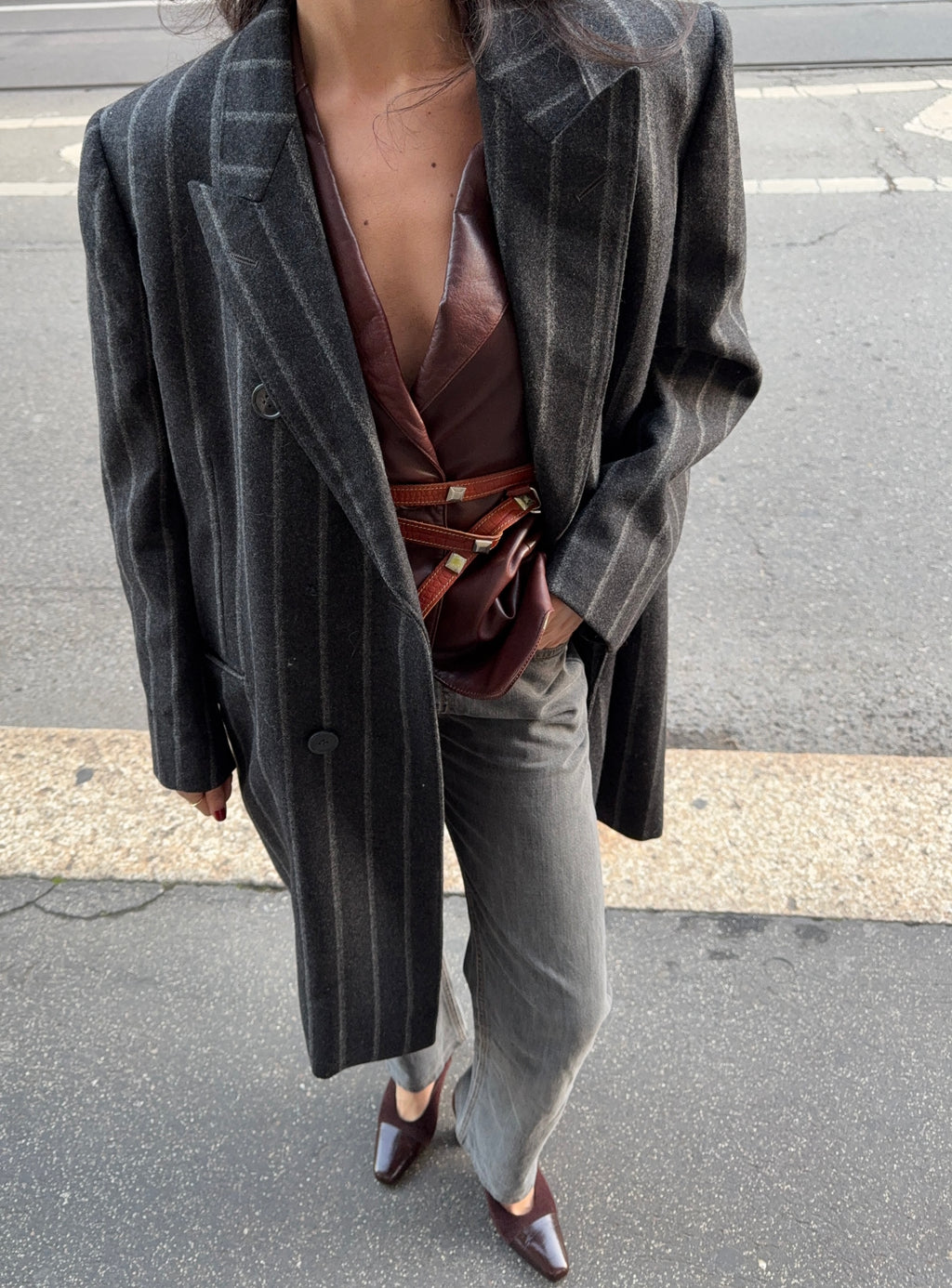 Gessato man coat