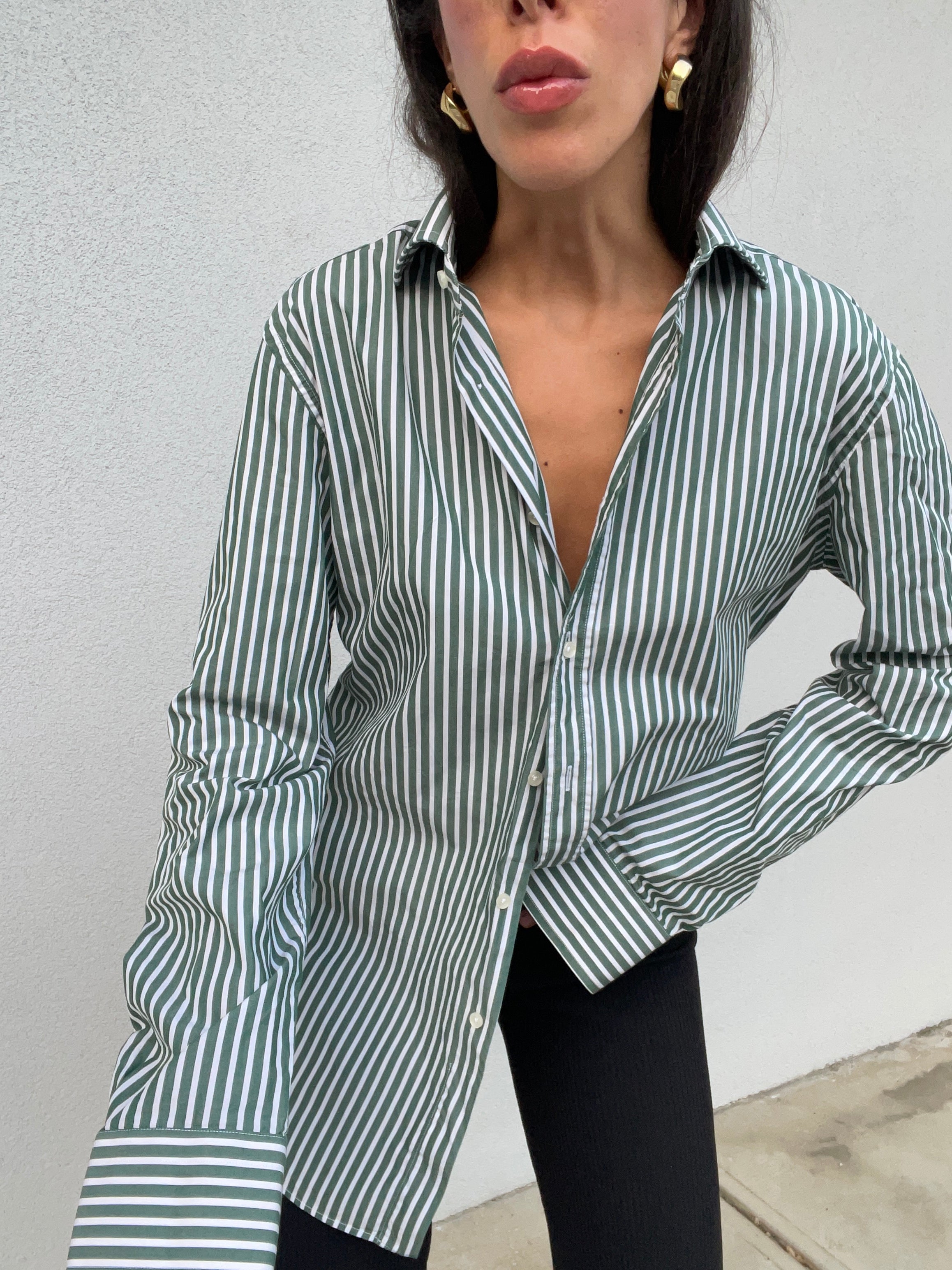 Green striped shirt