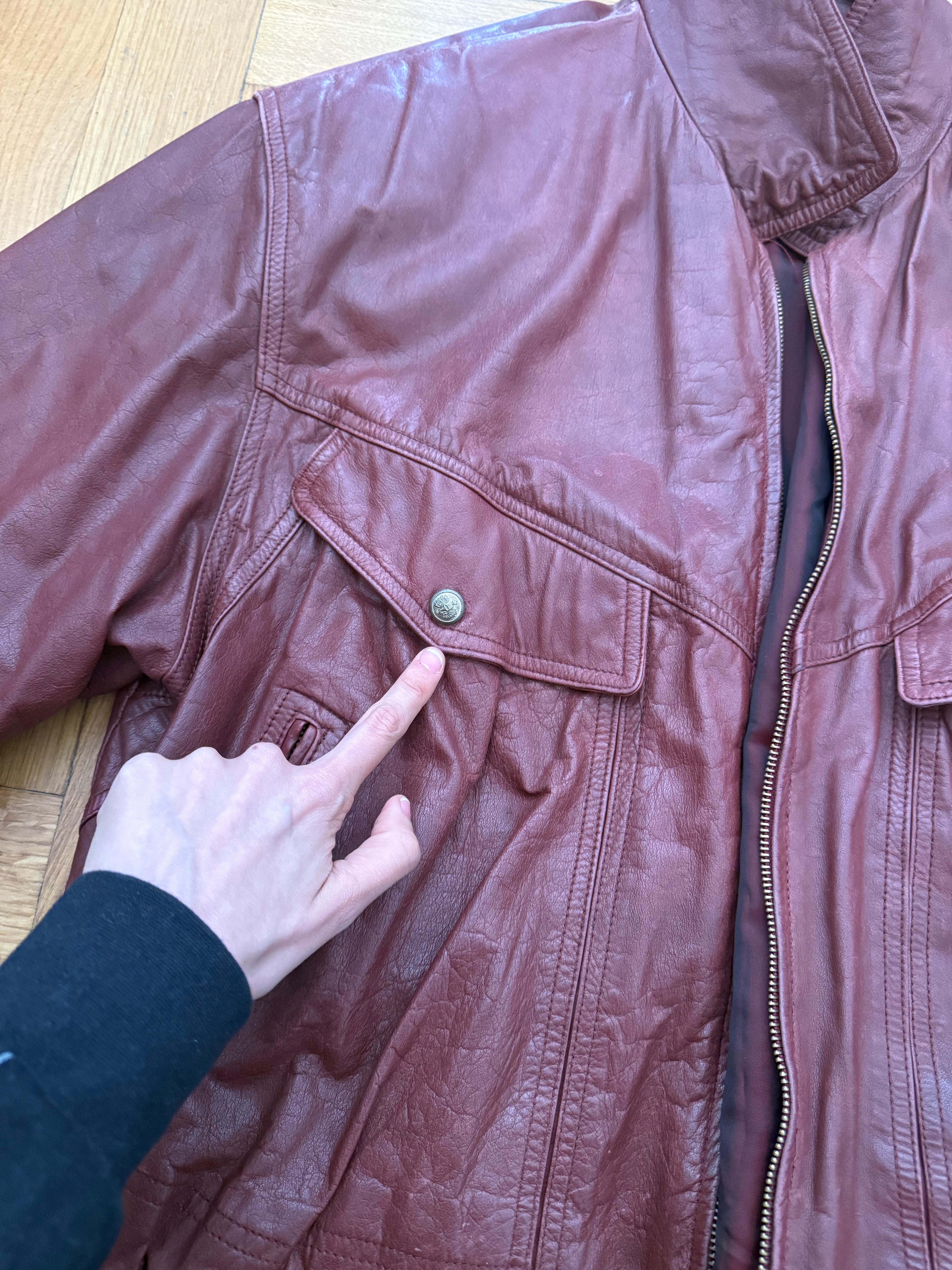 Real leather burgundy jacket