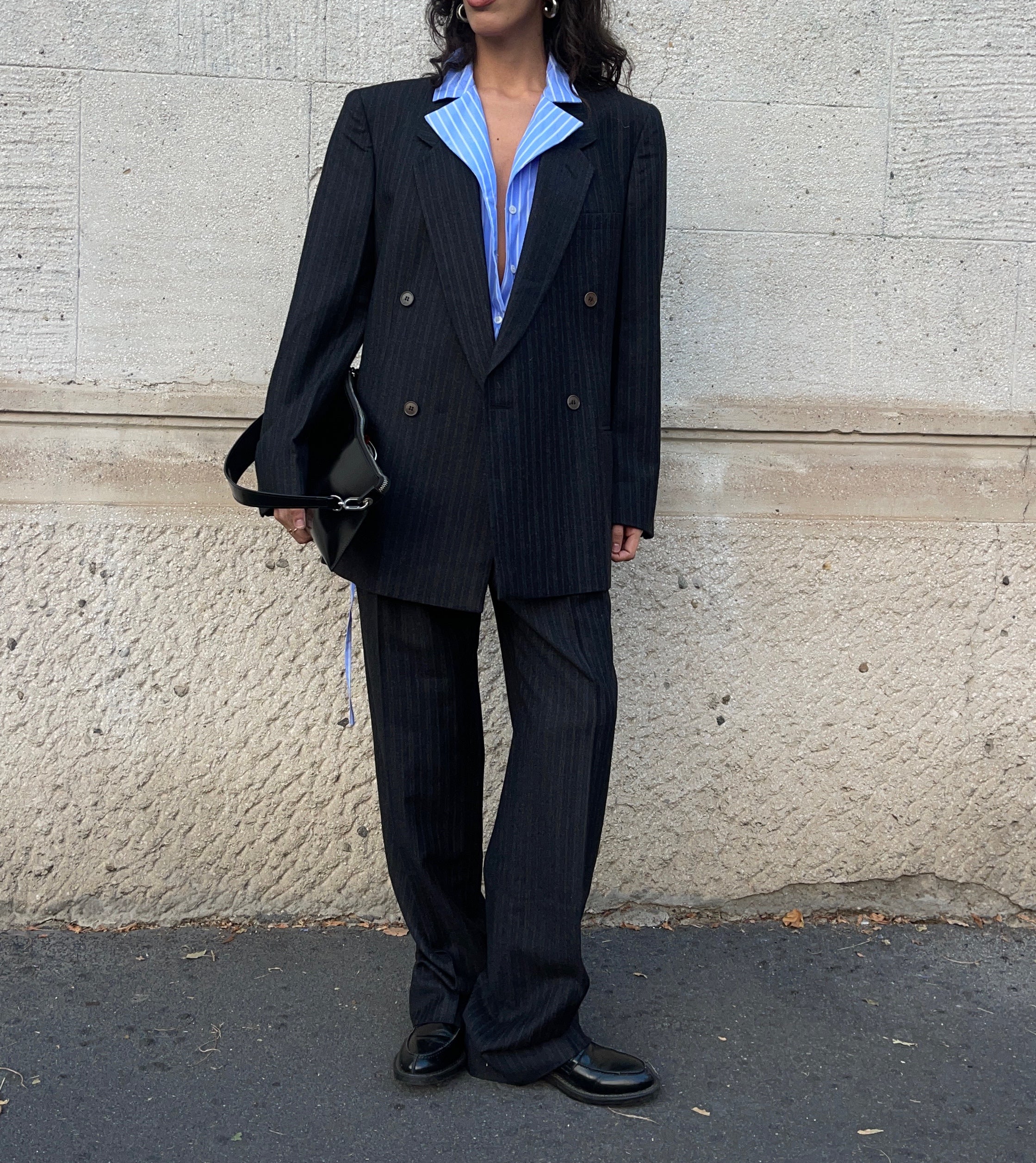 100 wool gessato suit