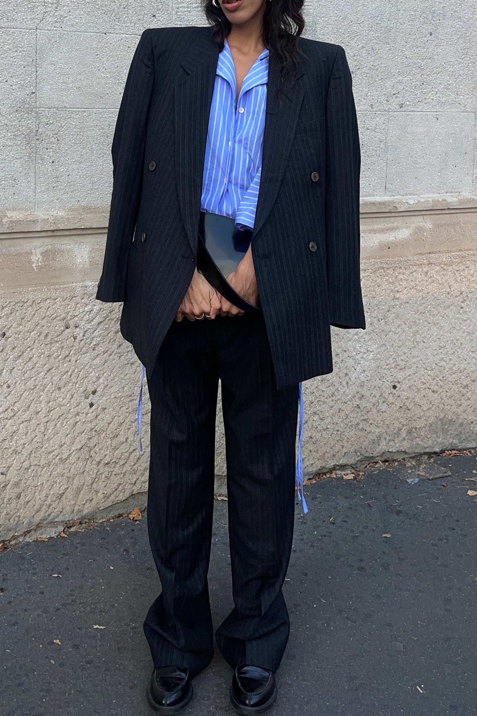100 wool gessato suit