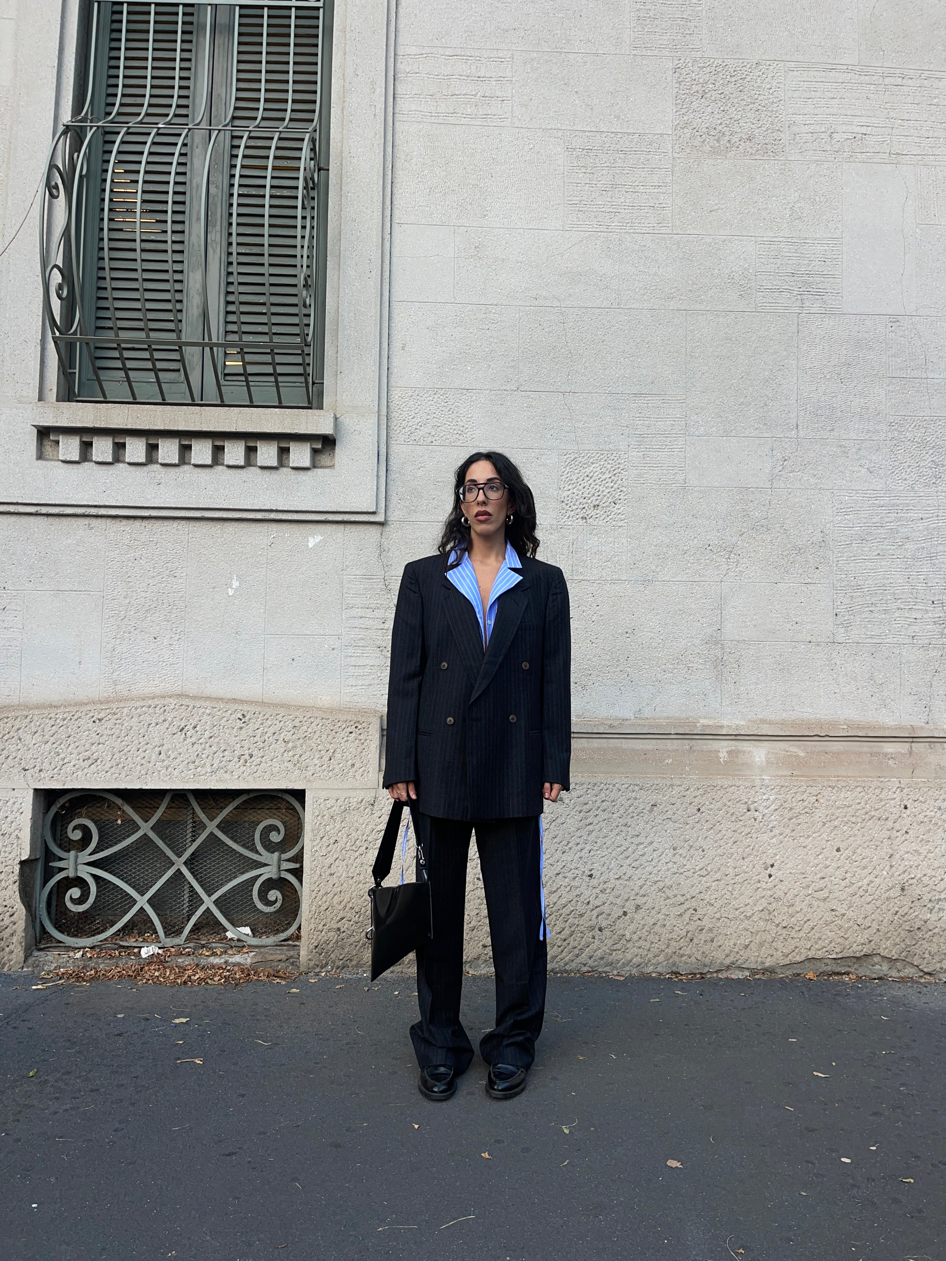 100 wool gessato suit