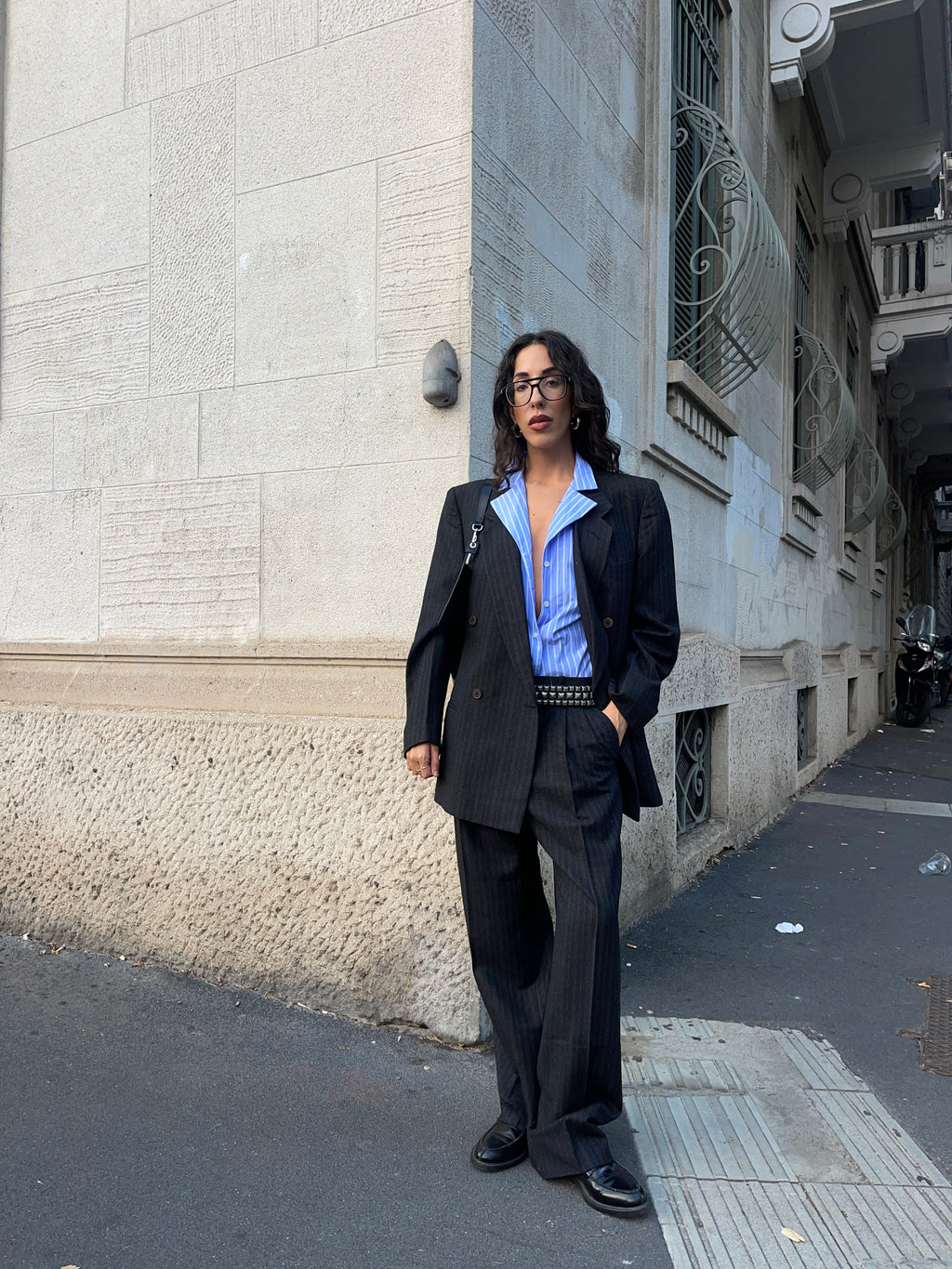 100 wool gessato suit
