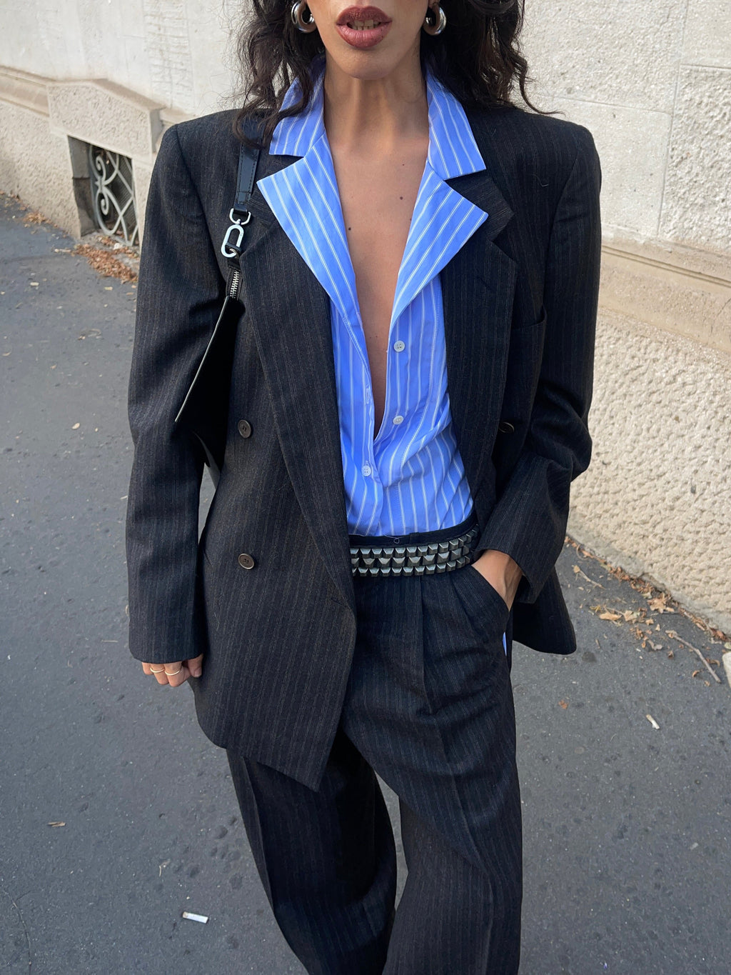 100 wool gessato suit