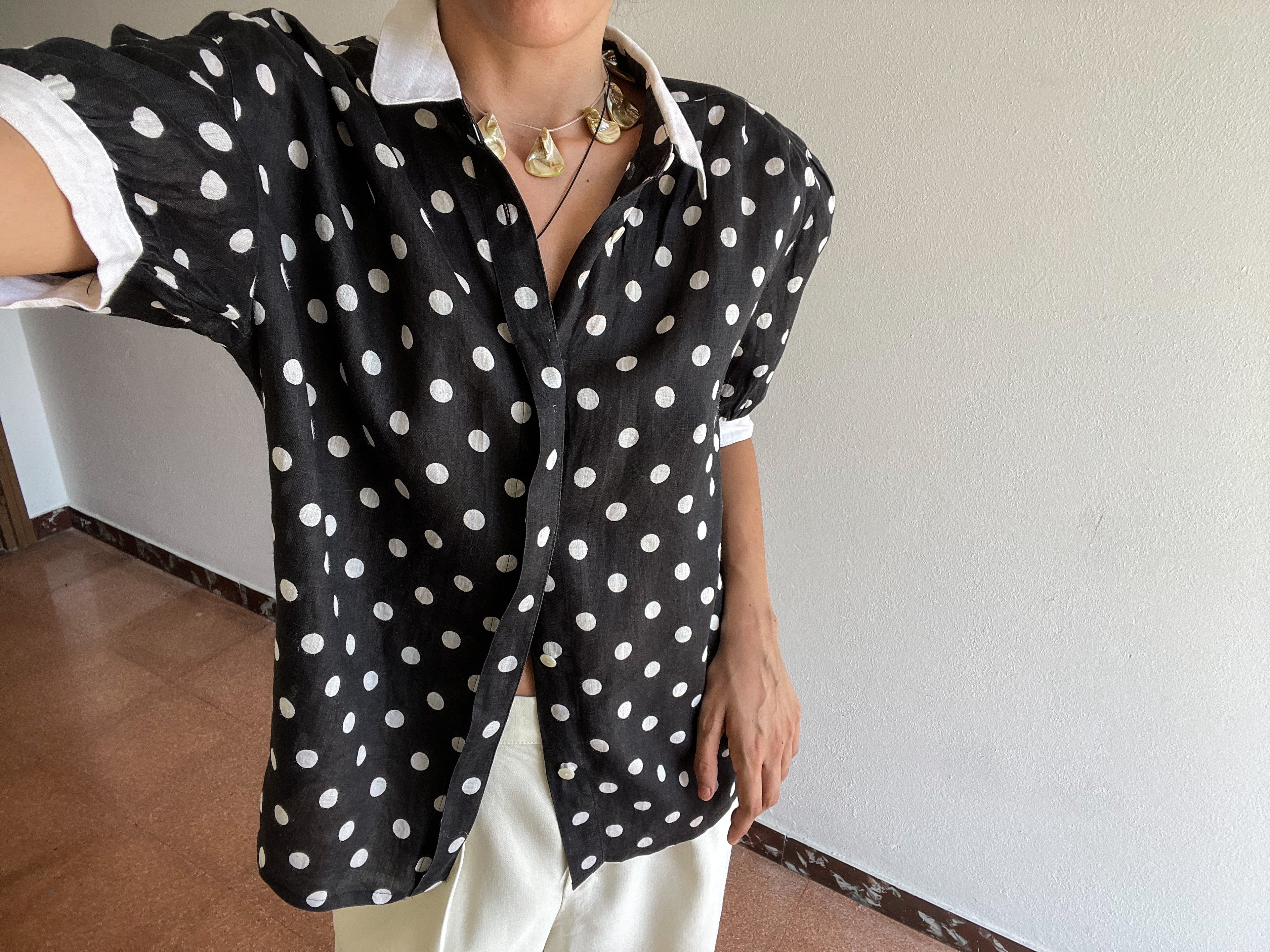 100 linen pois  shirt