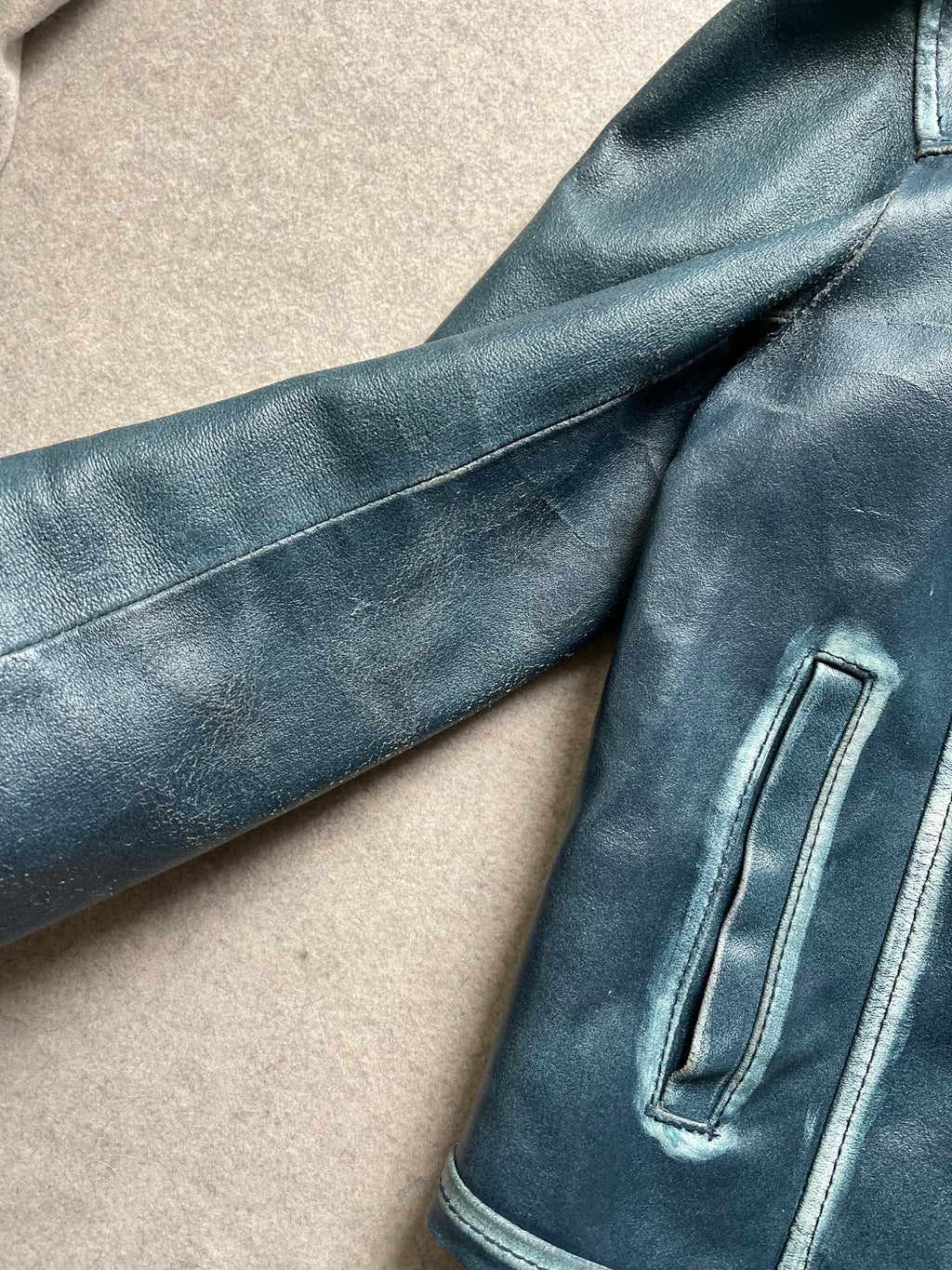 Blue leather jacket