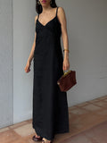 Linen black maxi dress