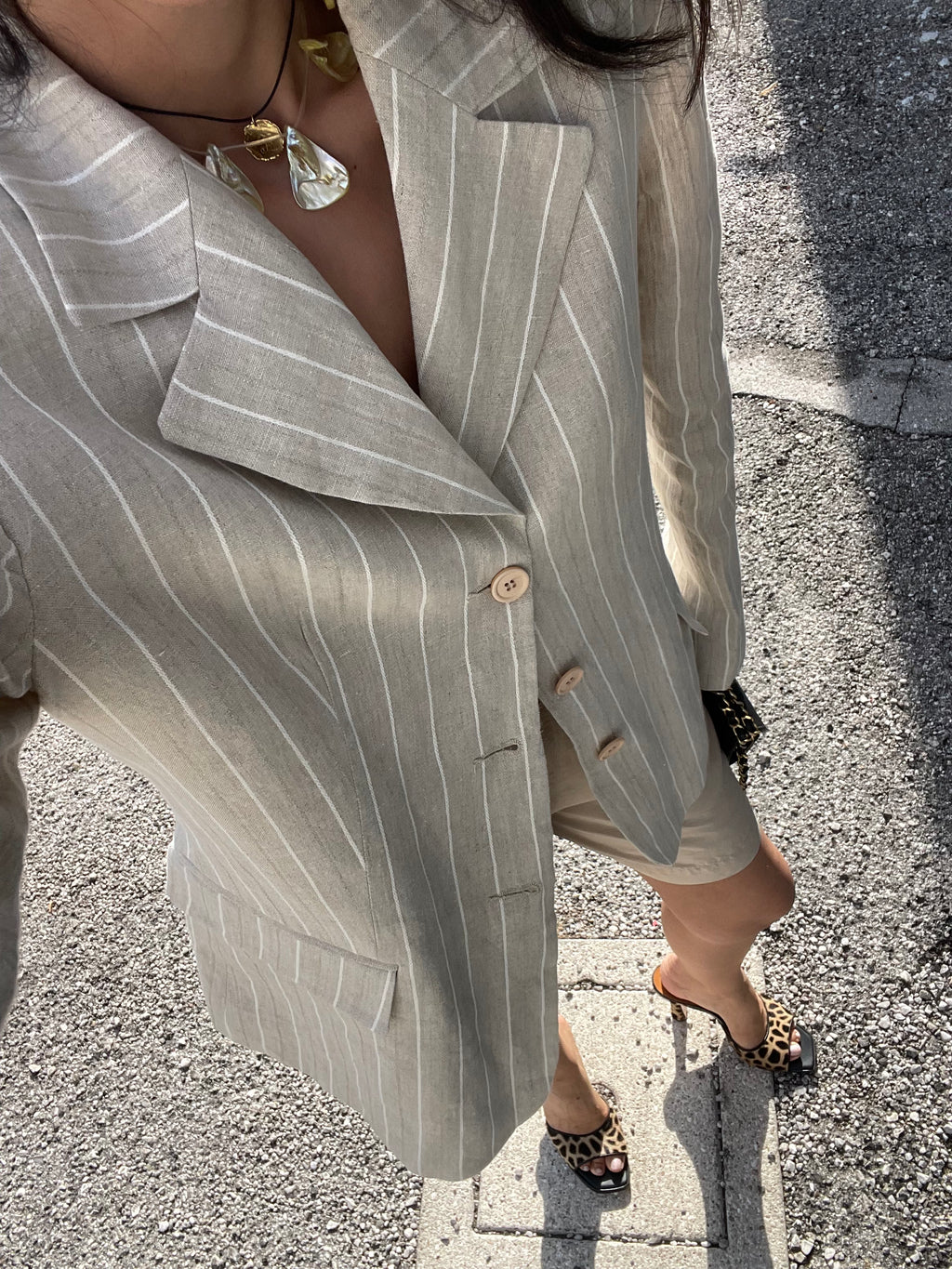 100 linen pinstripe blazer