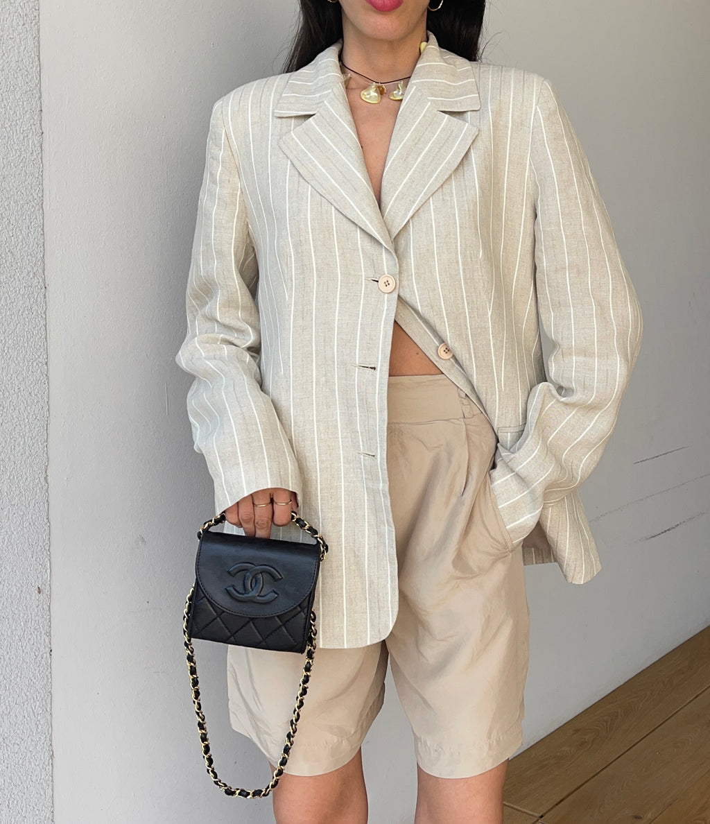 100 linen pinstripe blazer