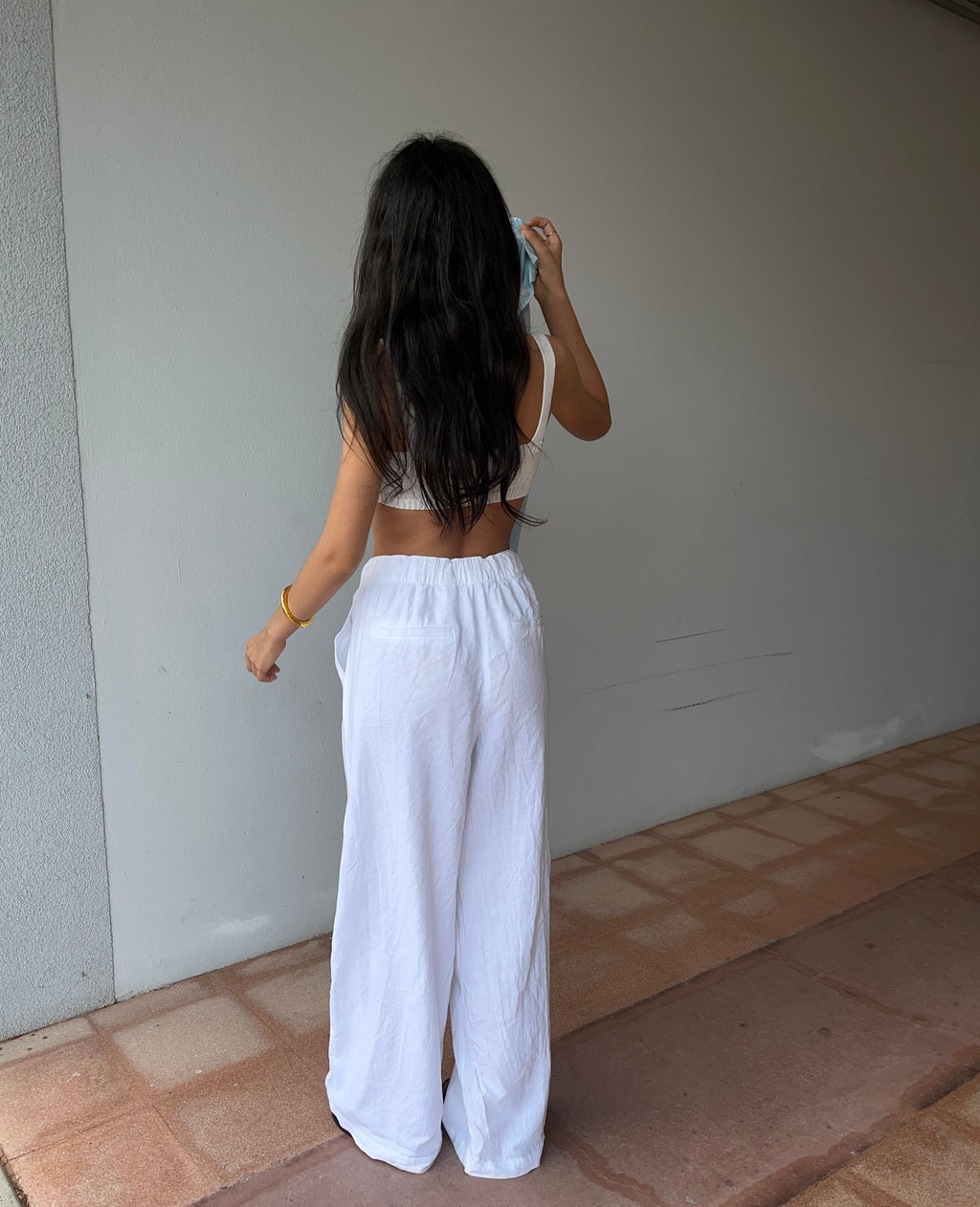 Linen blend trousers