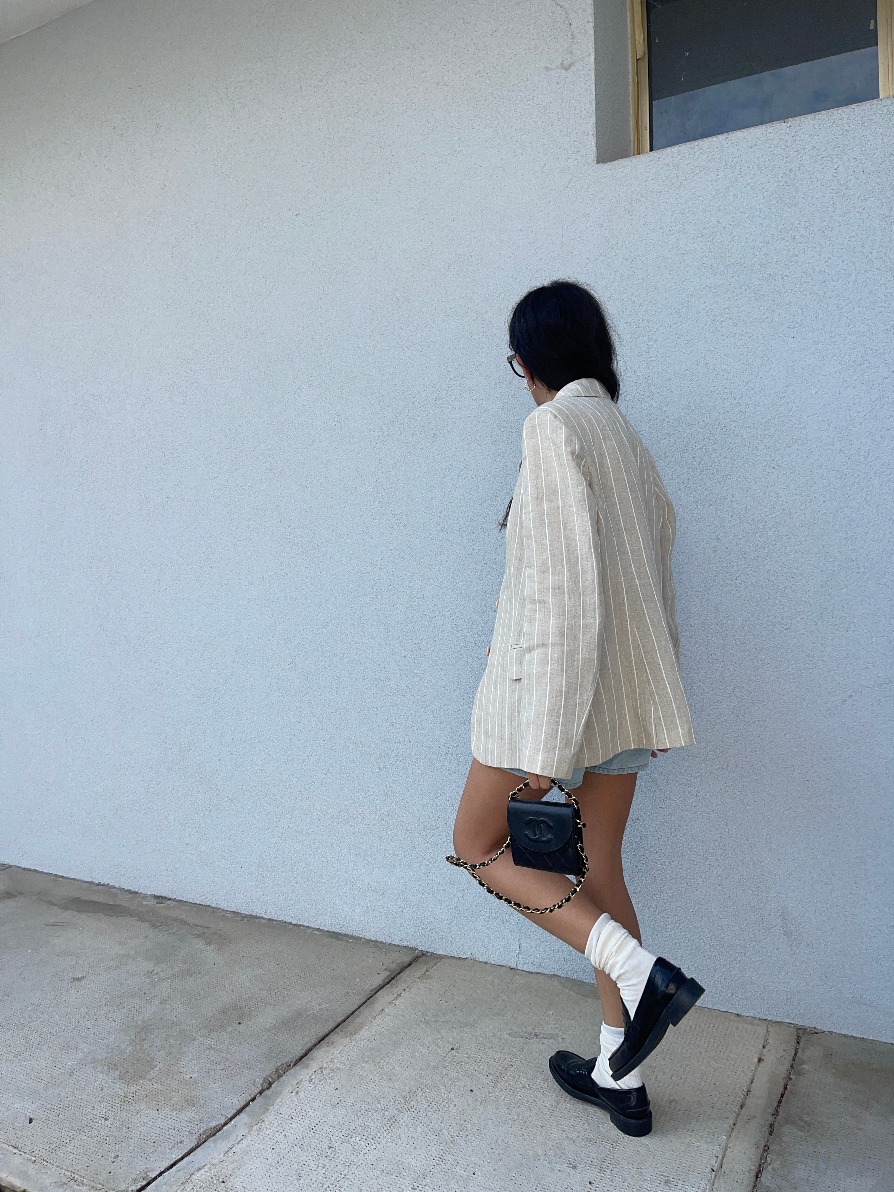 100 linen pinstripe blazer