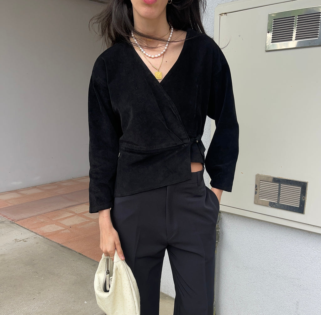 long sleeve 100 suede / leather jacket / top