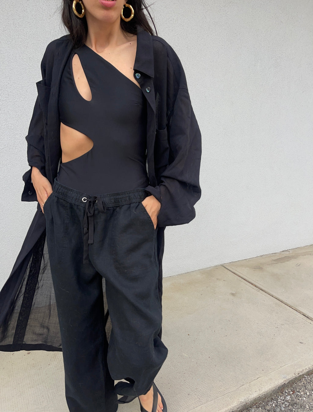 100 linen elasticated trousers