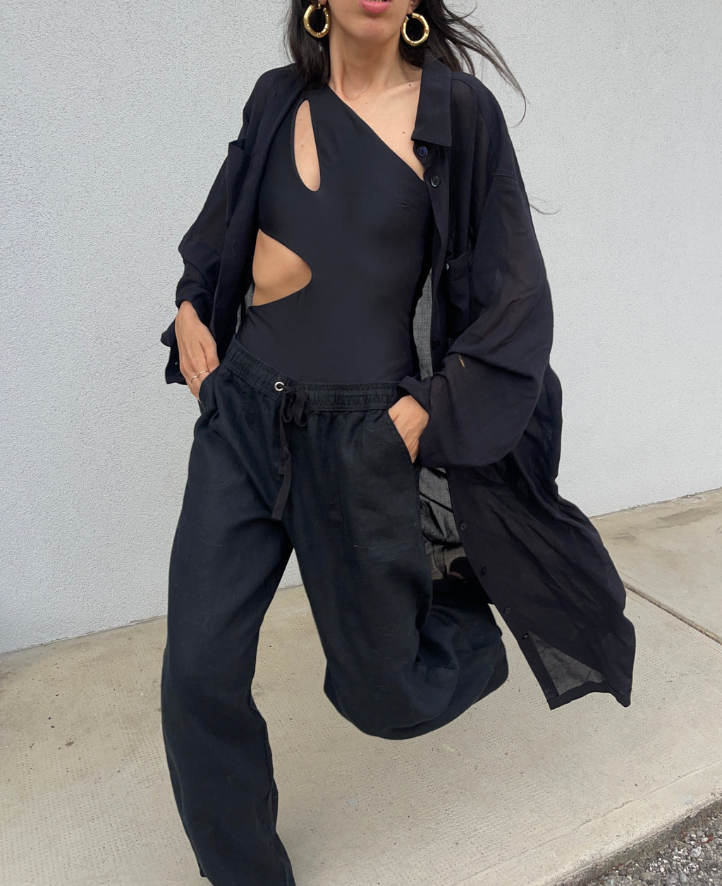 100 linen elasticated trousers