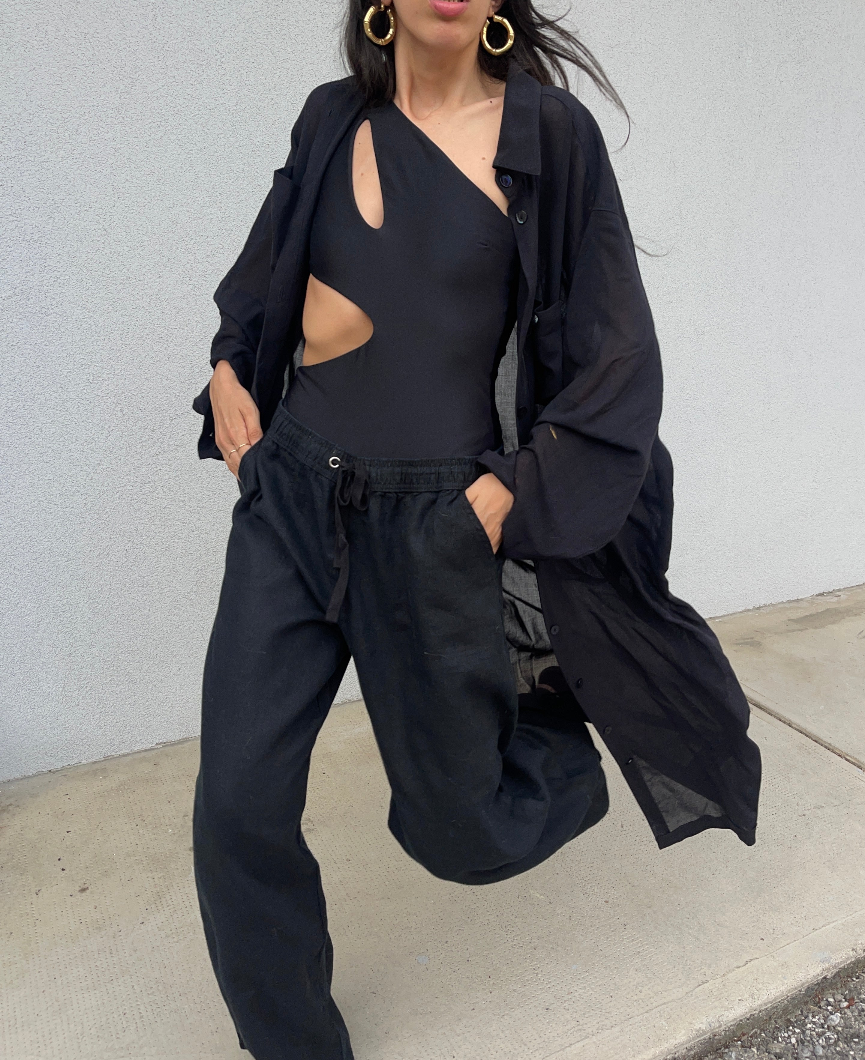100 linen elasticated trousers