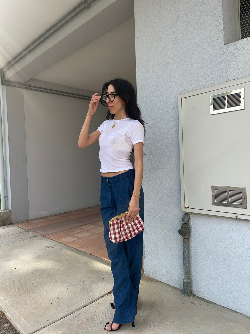 100 linen blue trousers
