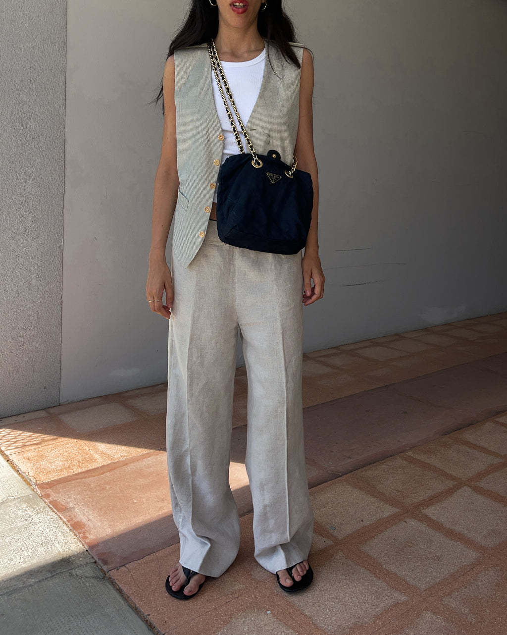 100 linen thick pants
