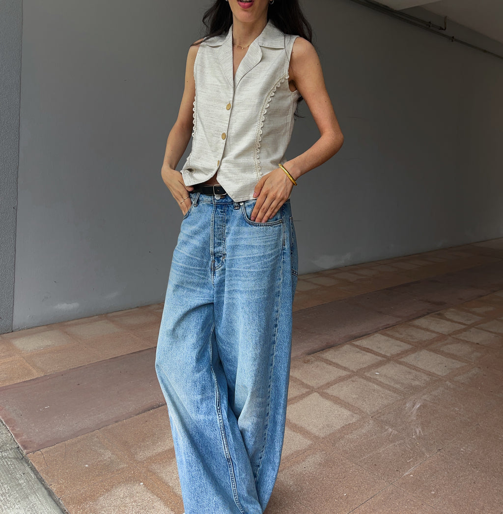 100 linen gilet