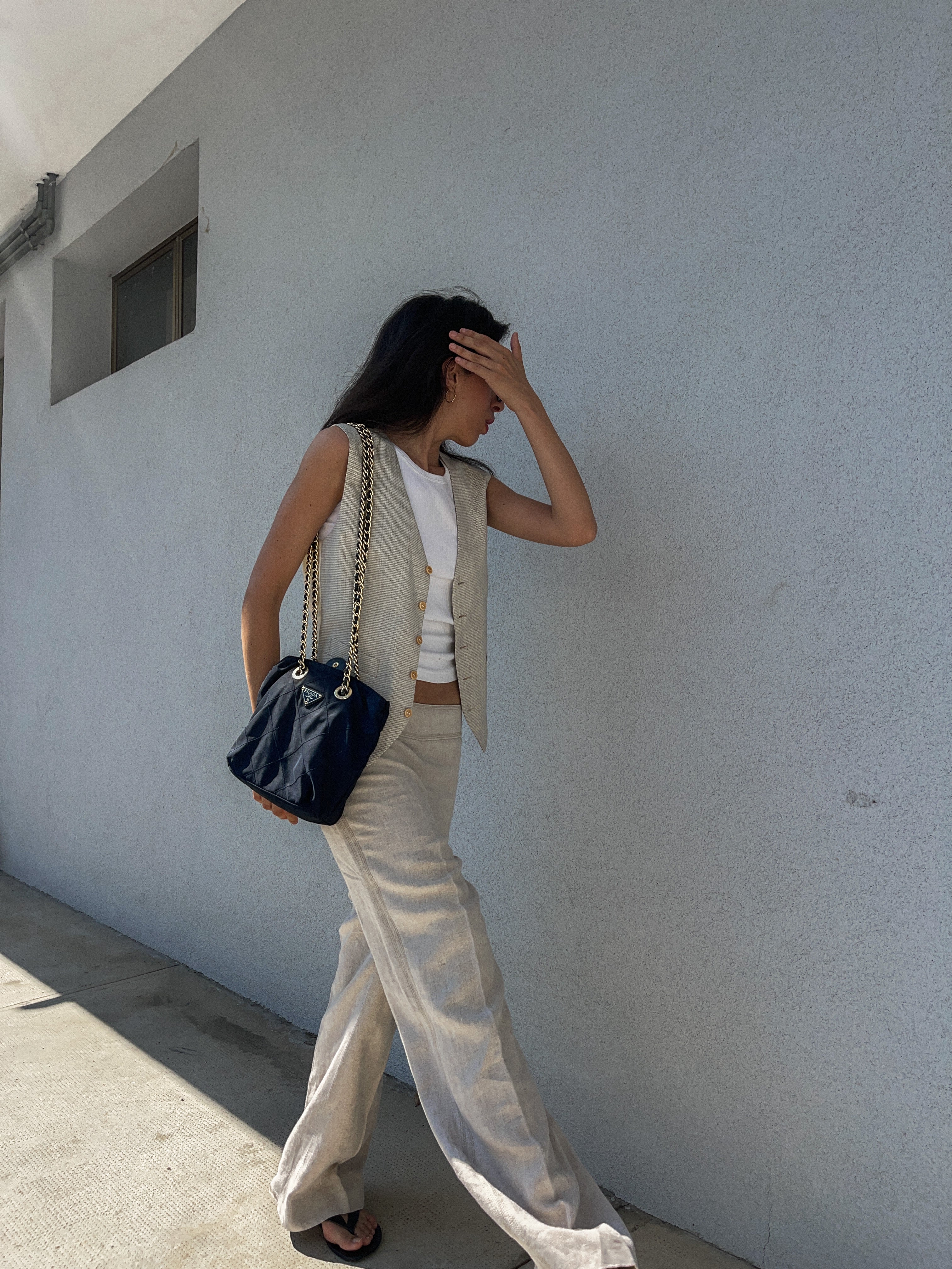 100 linen thick pants