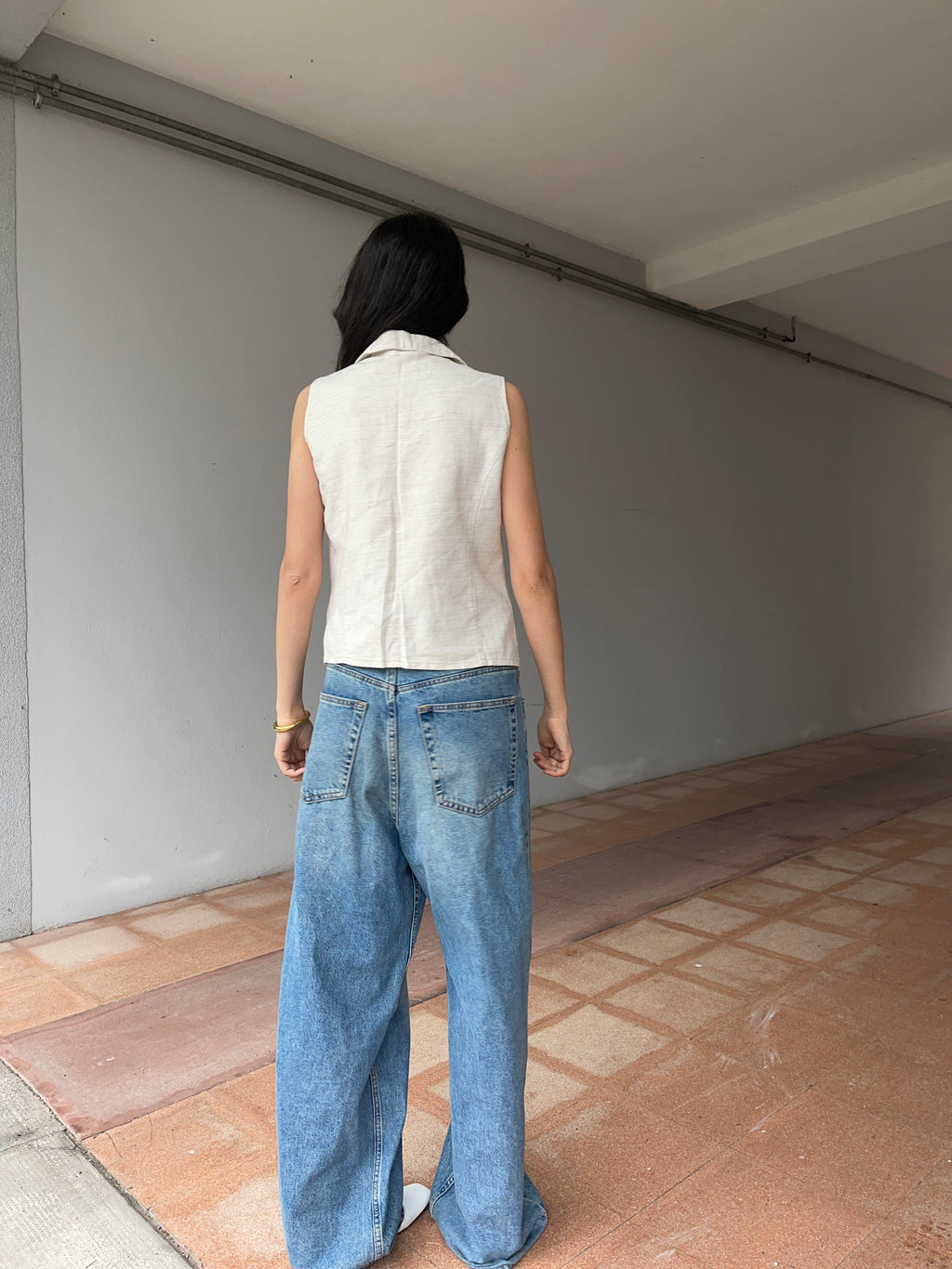 100 linen gilet