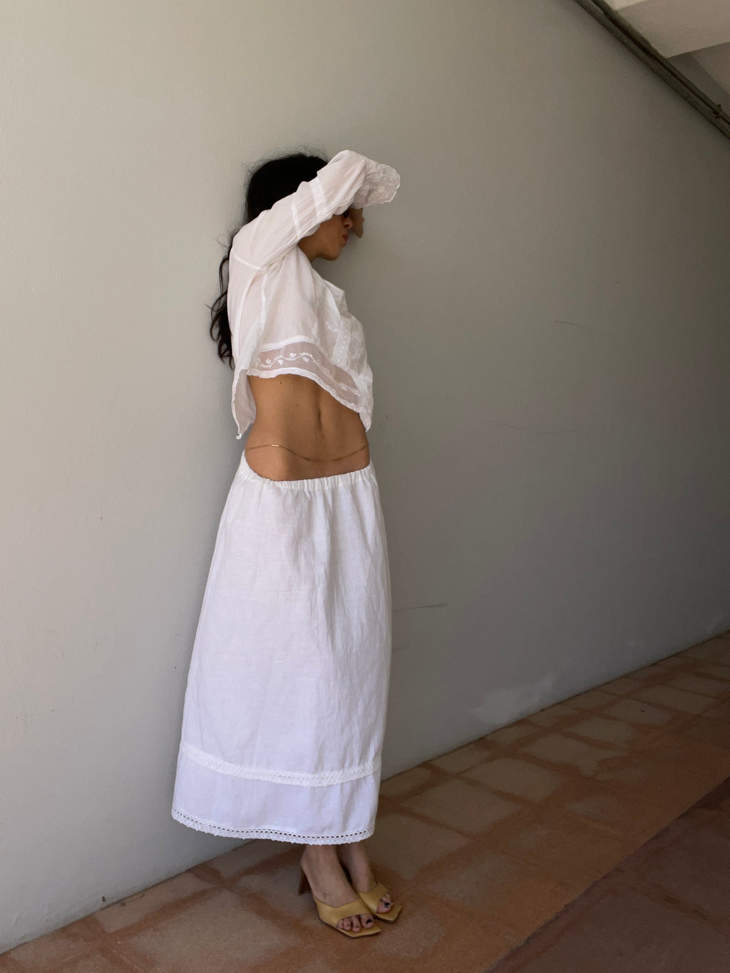 Cotton linen skirt