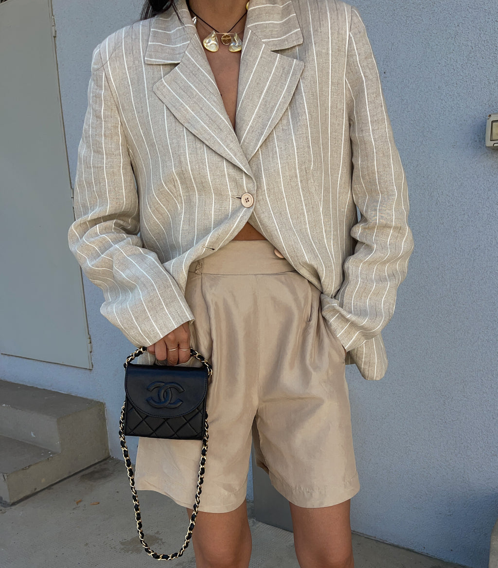 100 linen pinstripe blazer