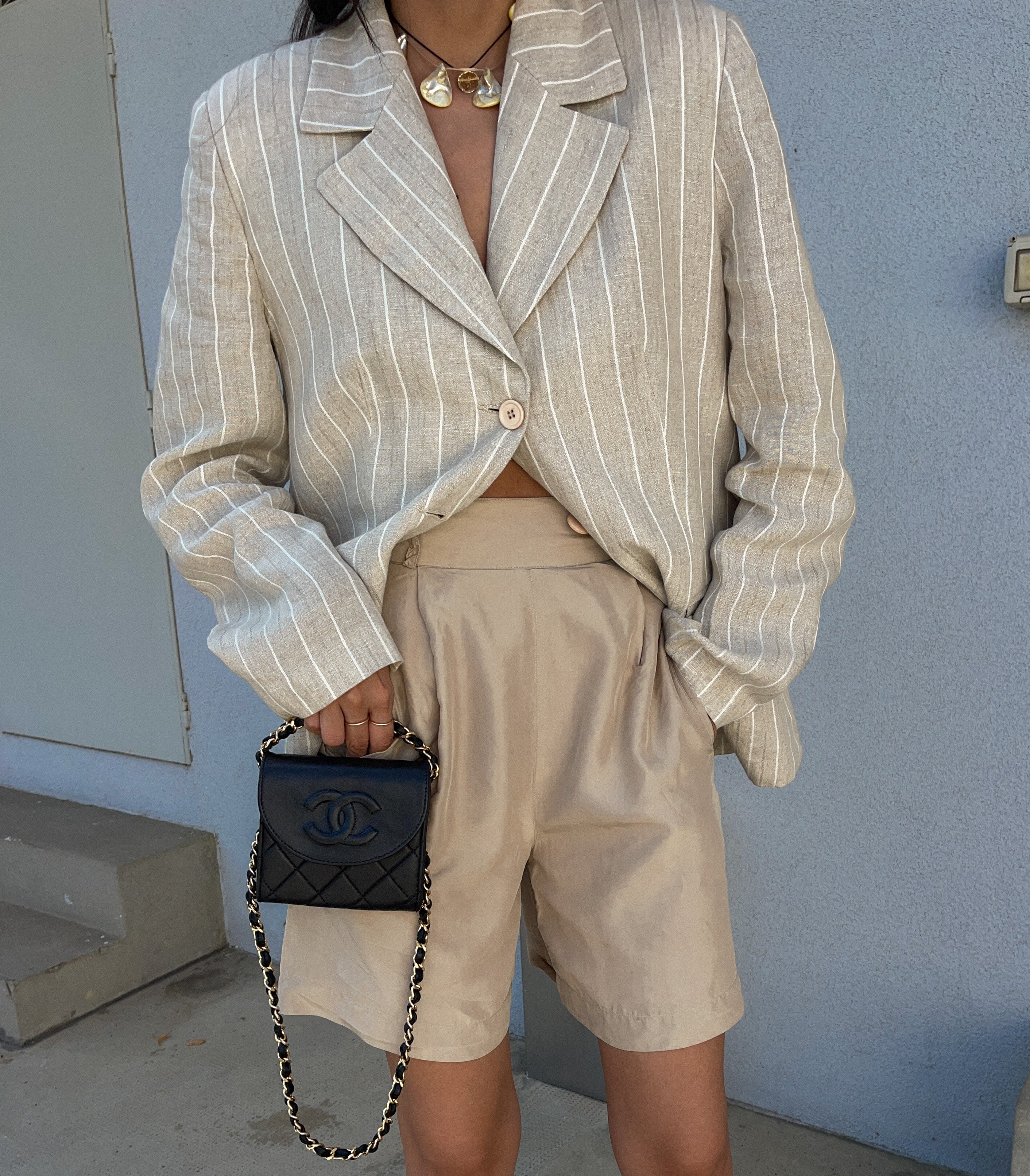 100 linen pinstripe blazer