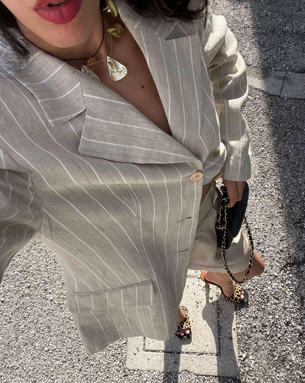 100 linen pinstripe blazer