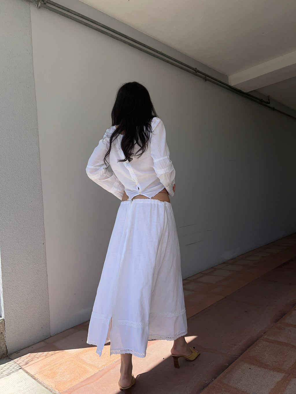 Cotton linen skirt