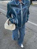 Blue leather jacket