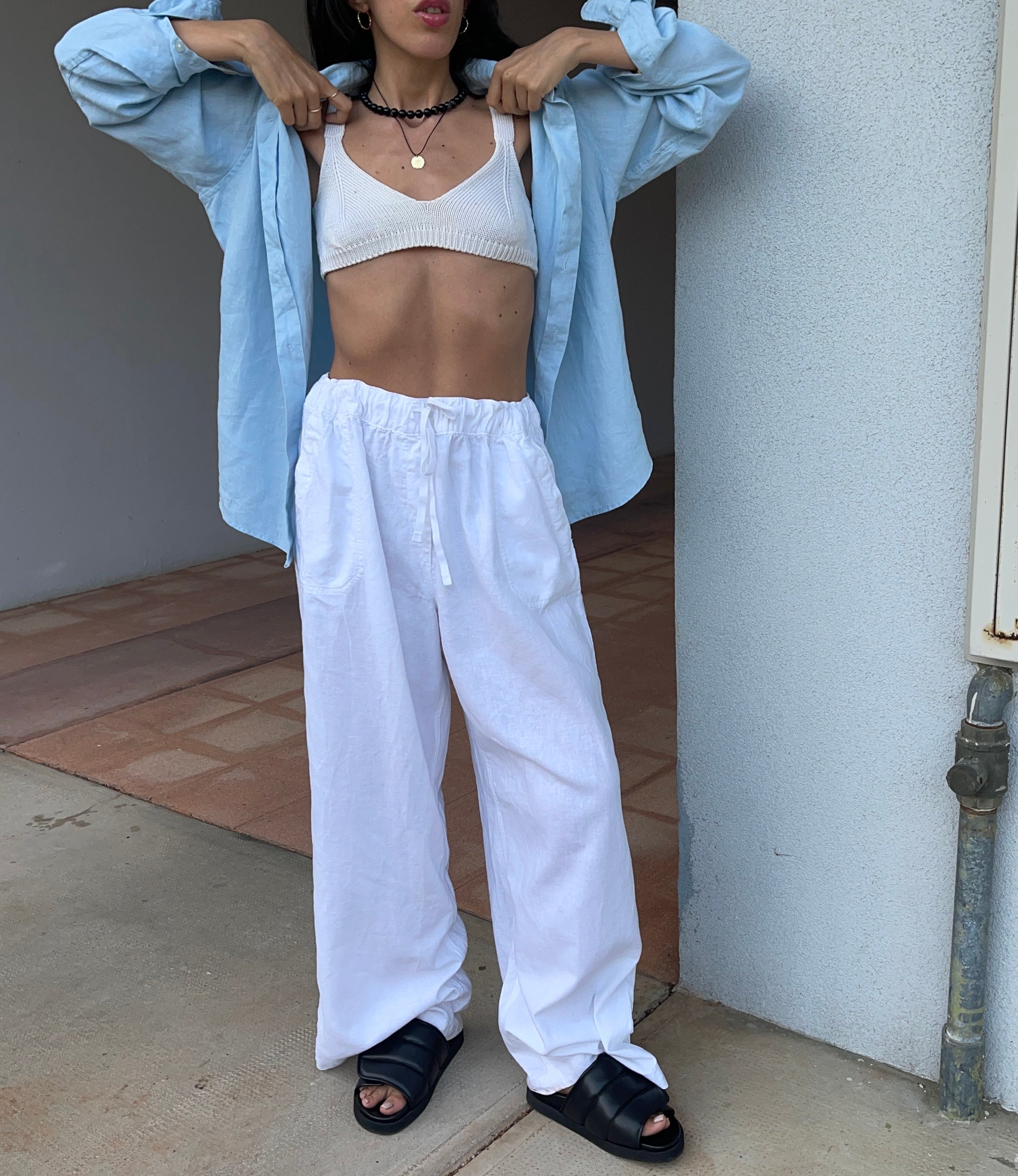 Linen blend trousers