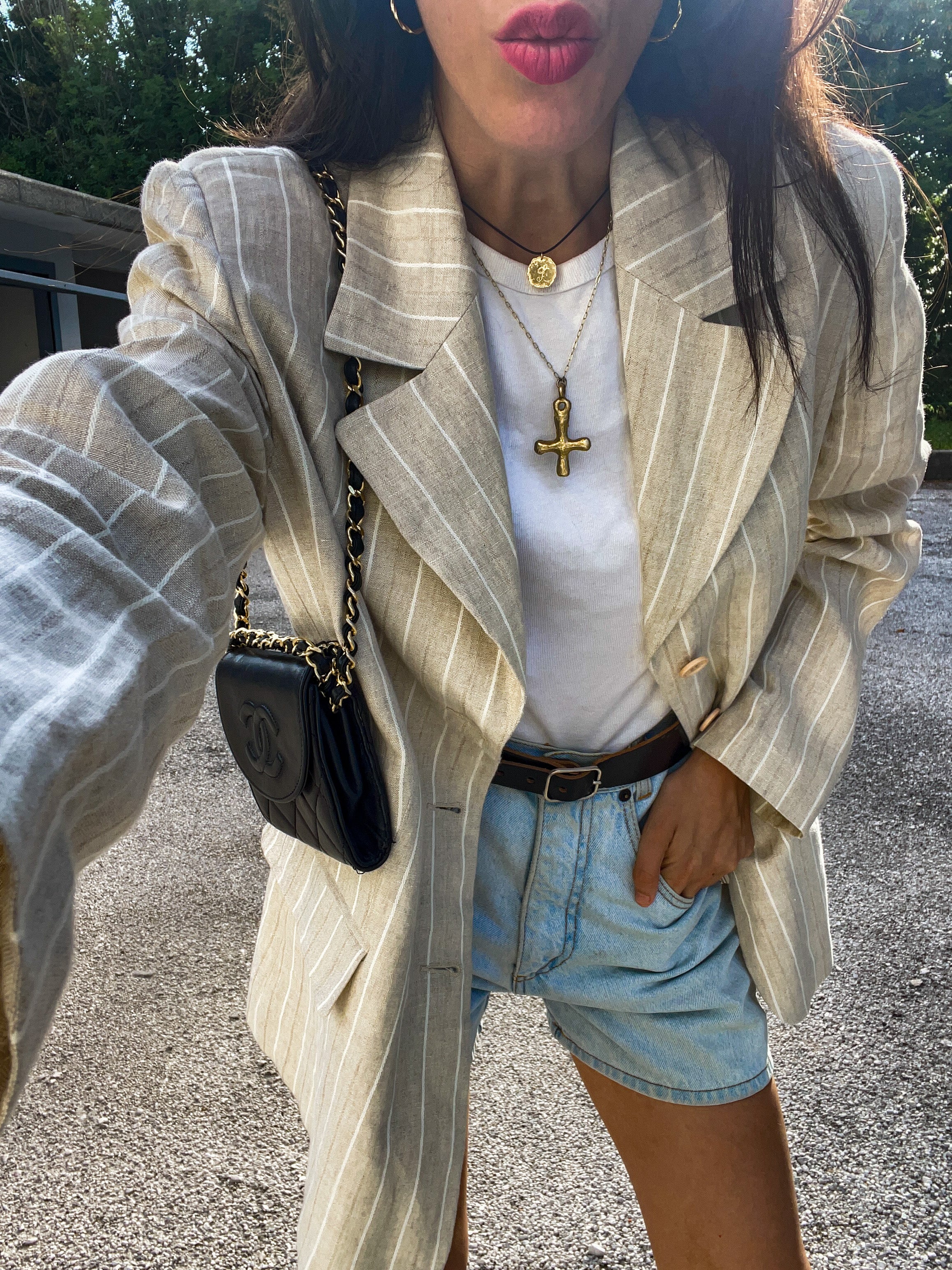 100 linen pinstripe blazer