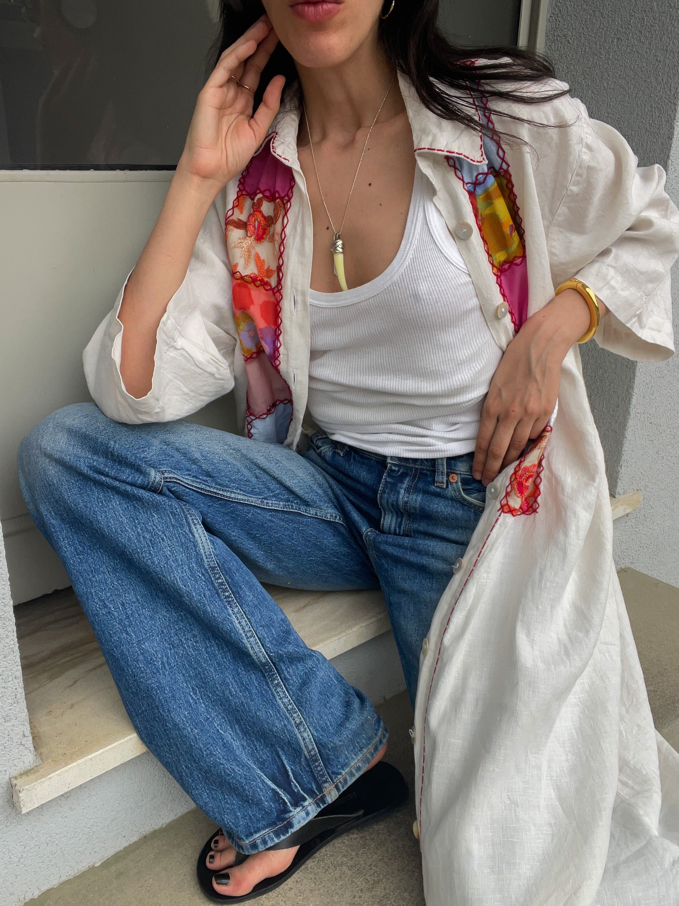 Linen maxi shirt