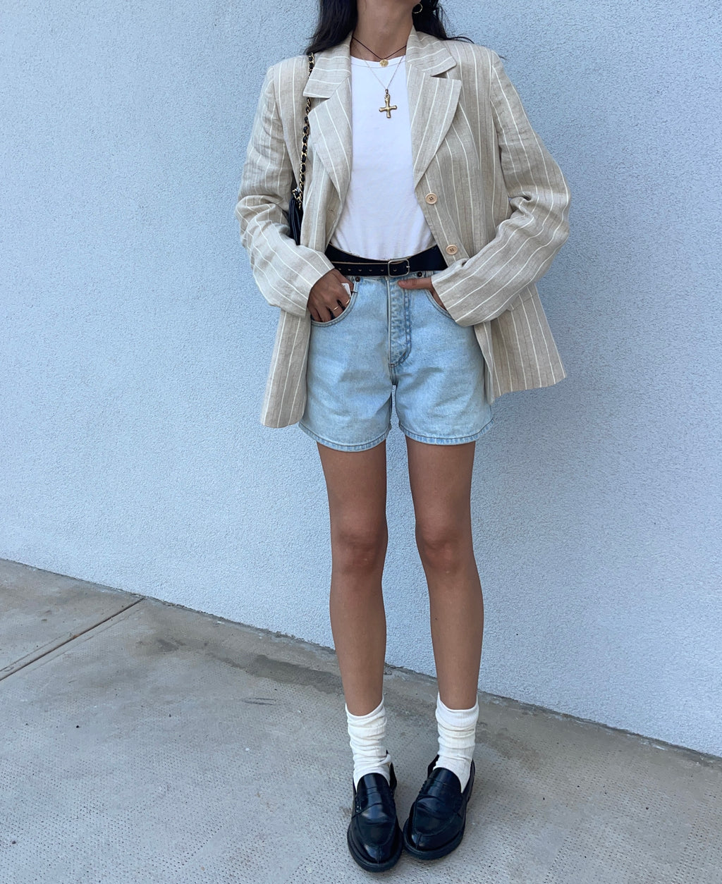100 linen pinstripe blazer