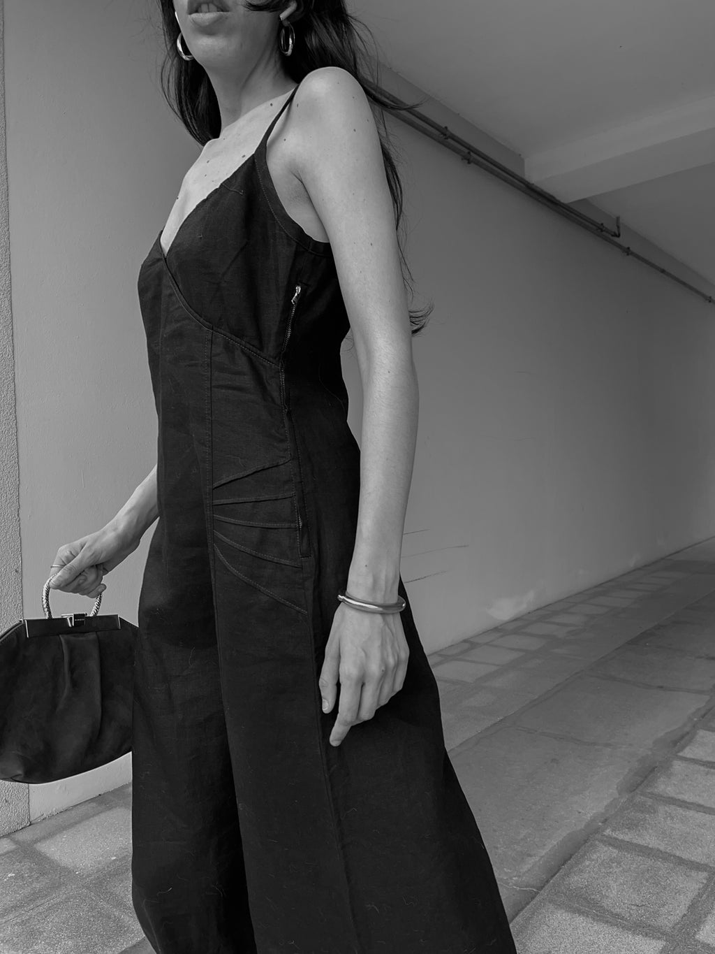 Linen black maxi dress