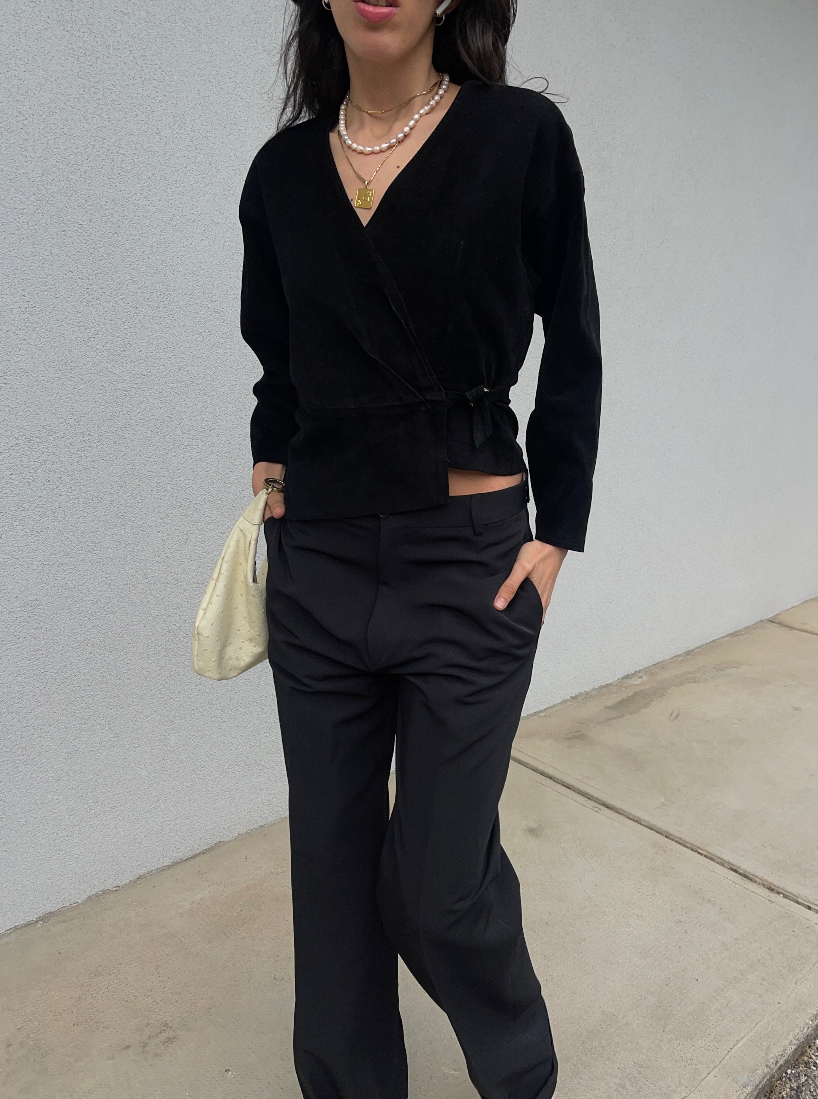 long sleeve 100 suede / leather jacket / top