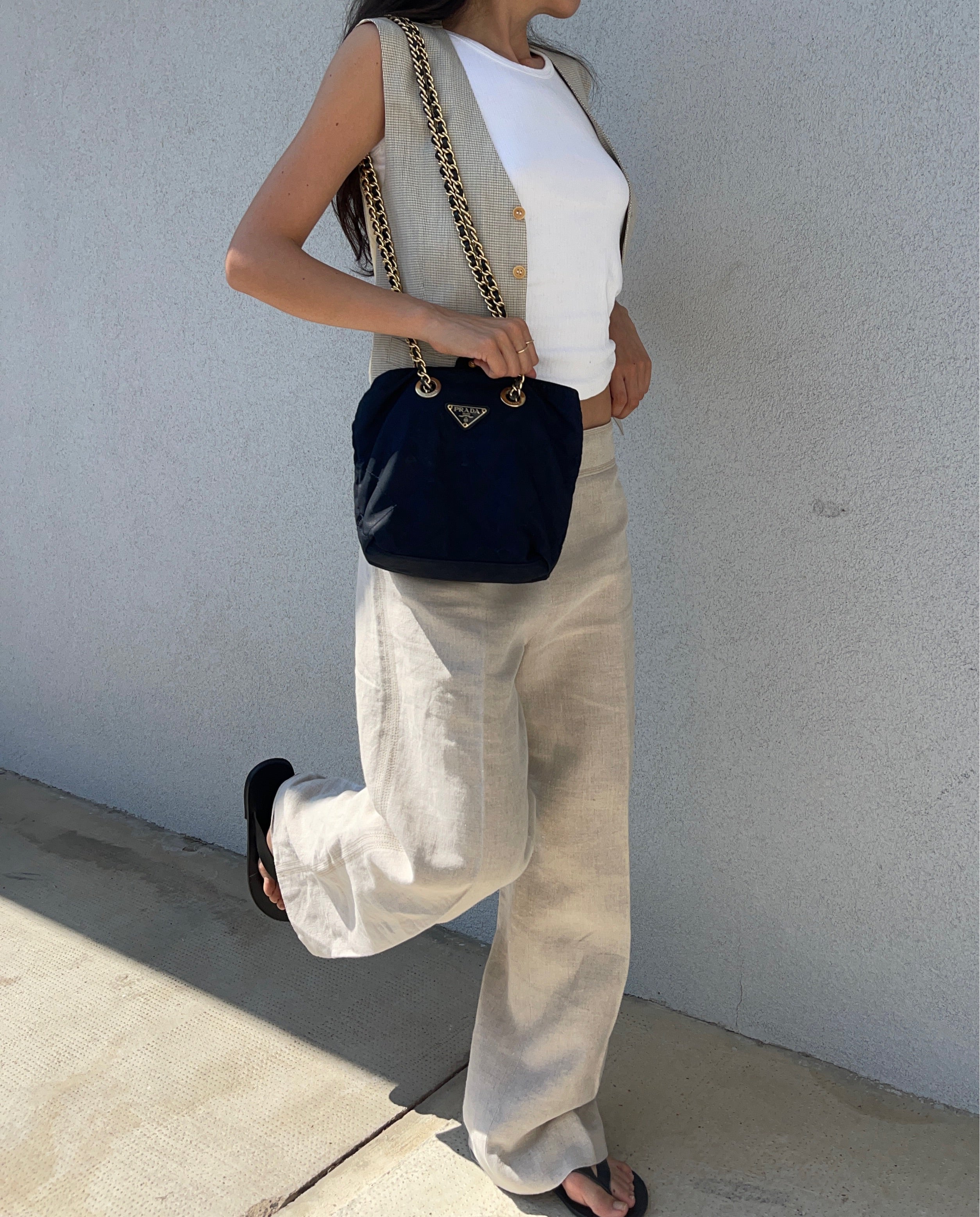 100 linen thick pants
