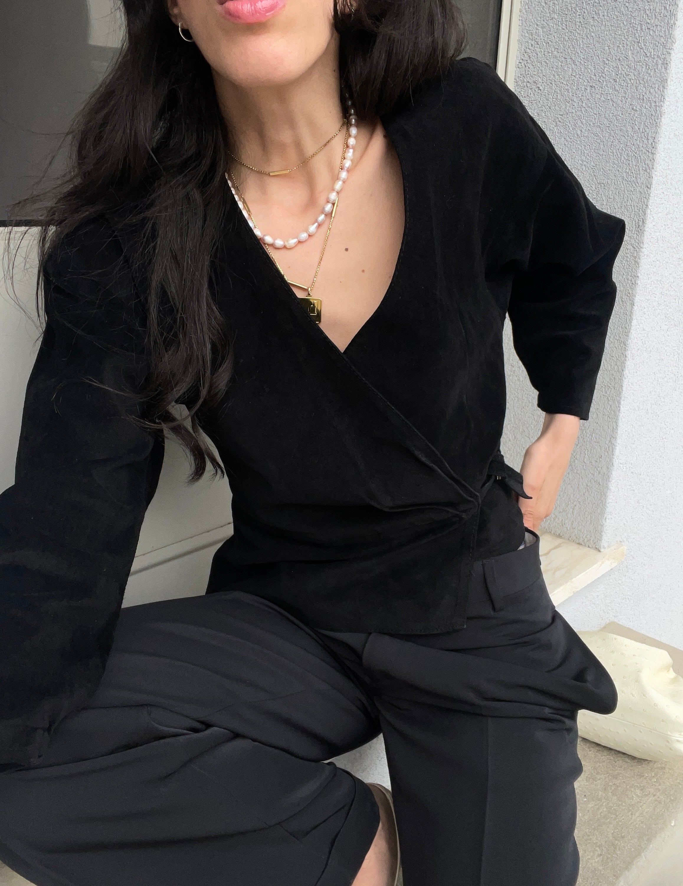 long sleeve 100 suede / leather jacket / top