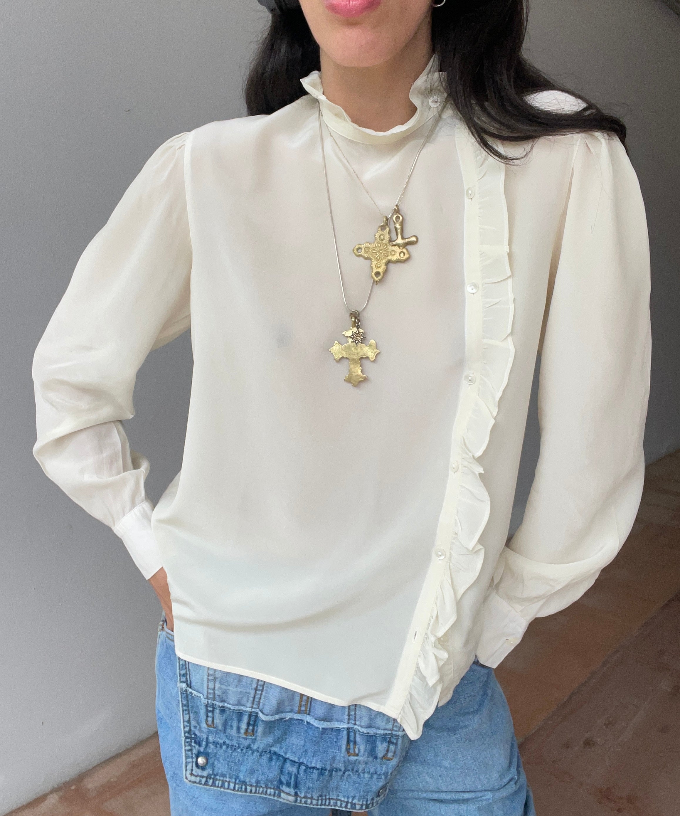 100 silk ivory shirt