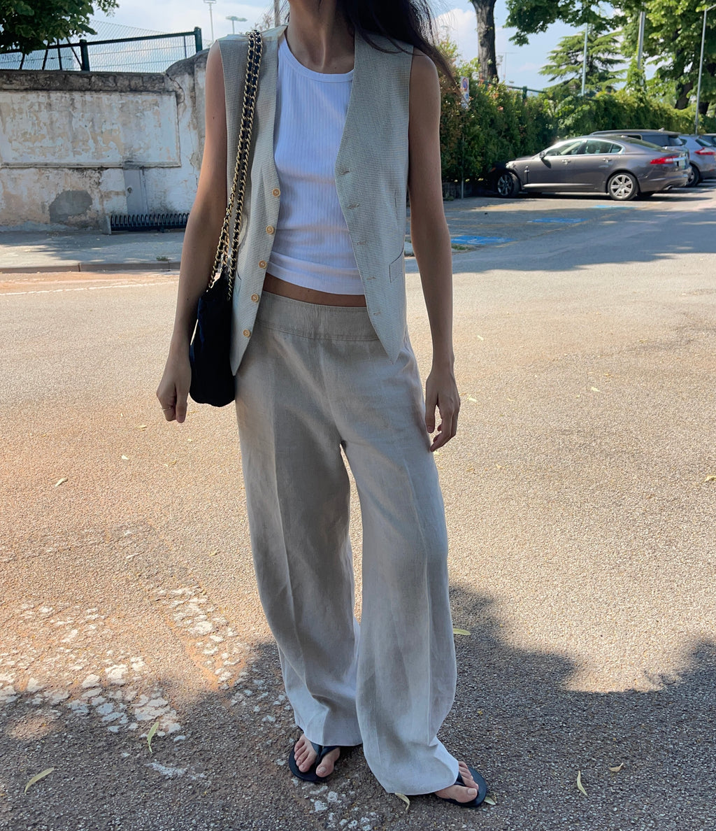 100 linen thick pants