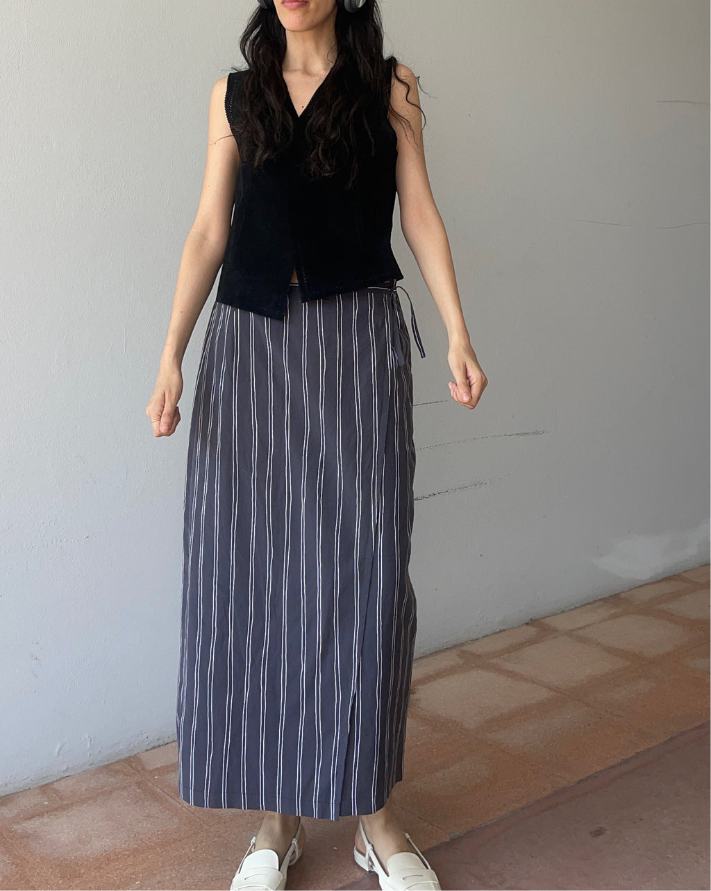 Wrap cotton skirt