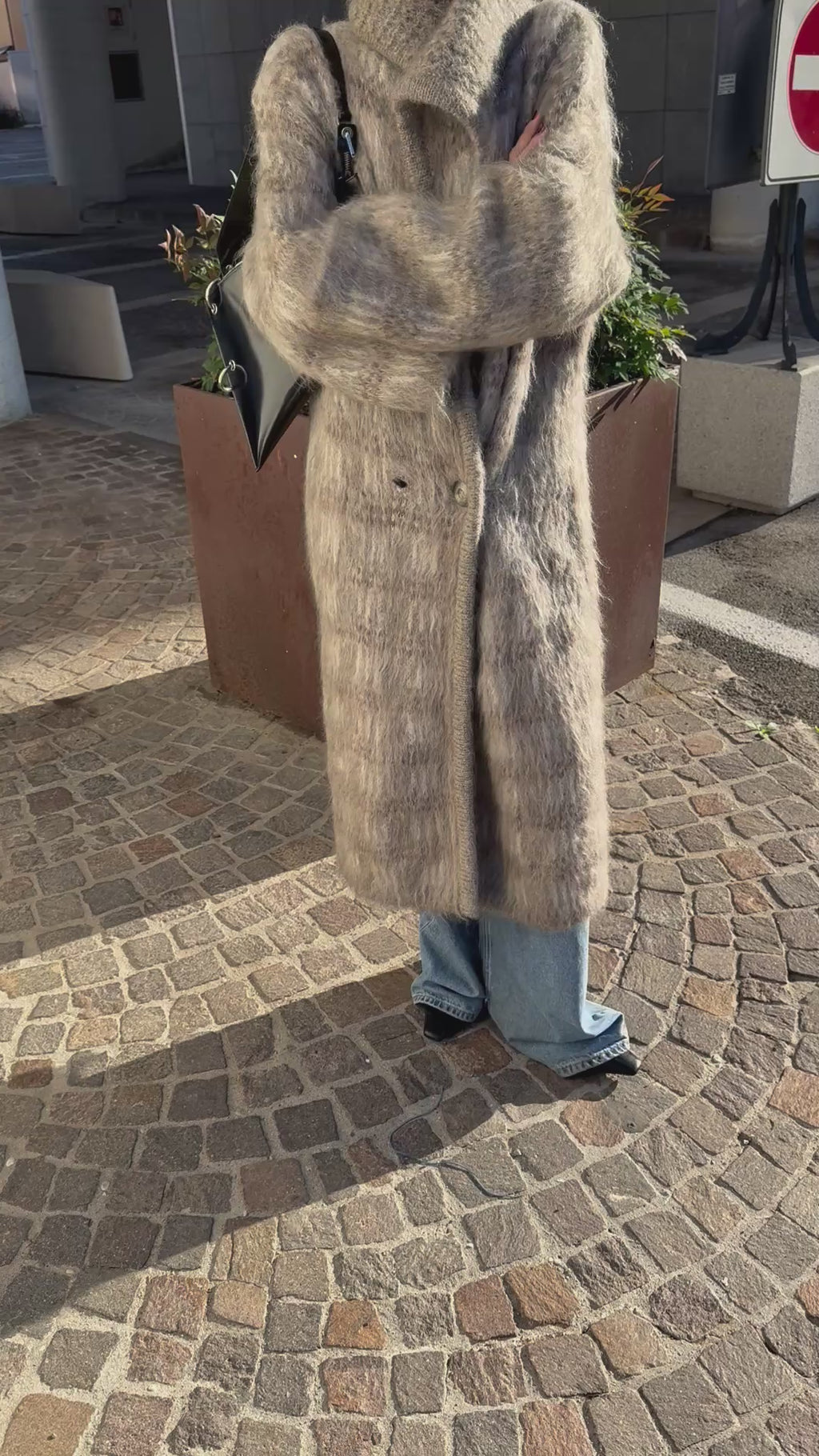 Mohair wool maxi coat