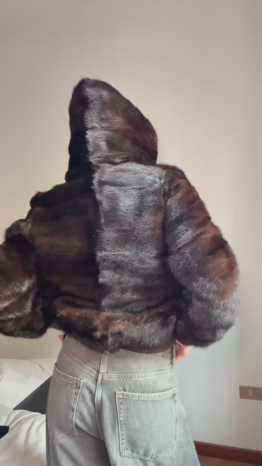 Mink fur brown bomber vintage reworked