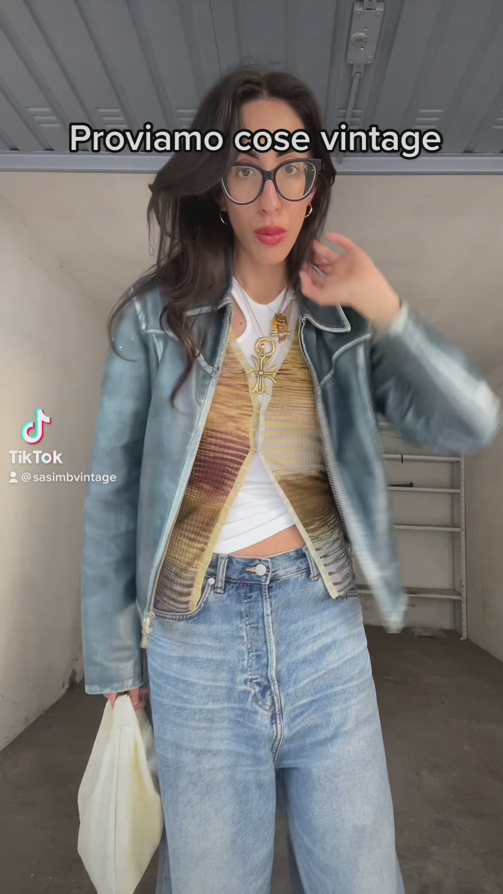 Blue leather jacket