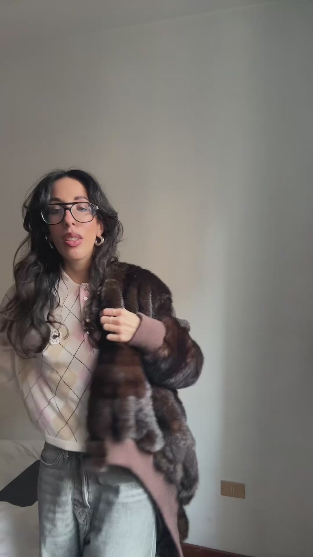 Mink fur brown bomber vintage reworked