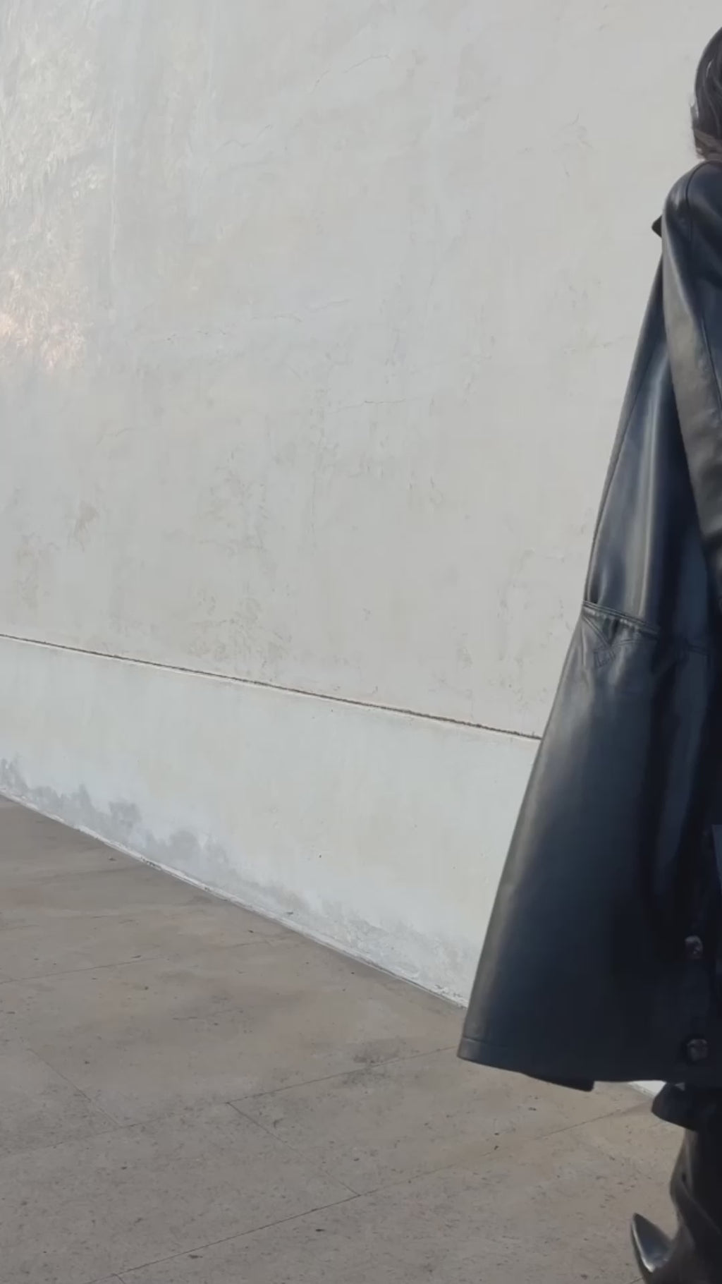 black leather trench