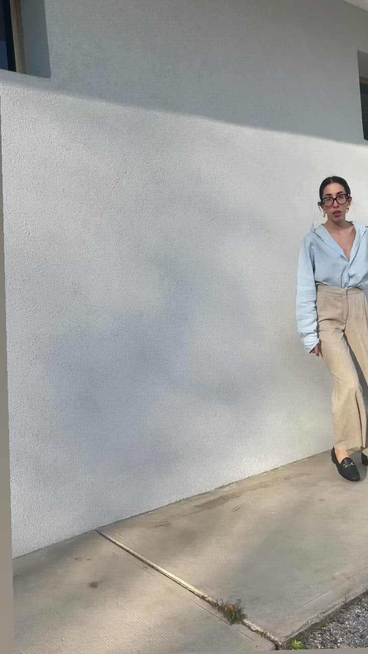 Cropped kick wool trousers ecrù