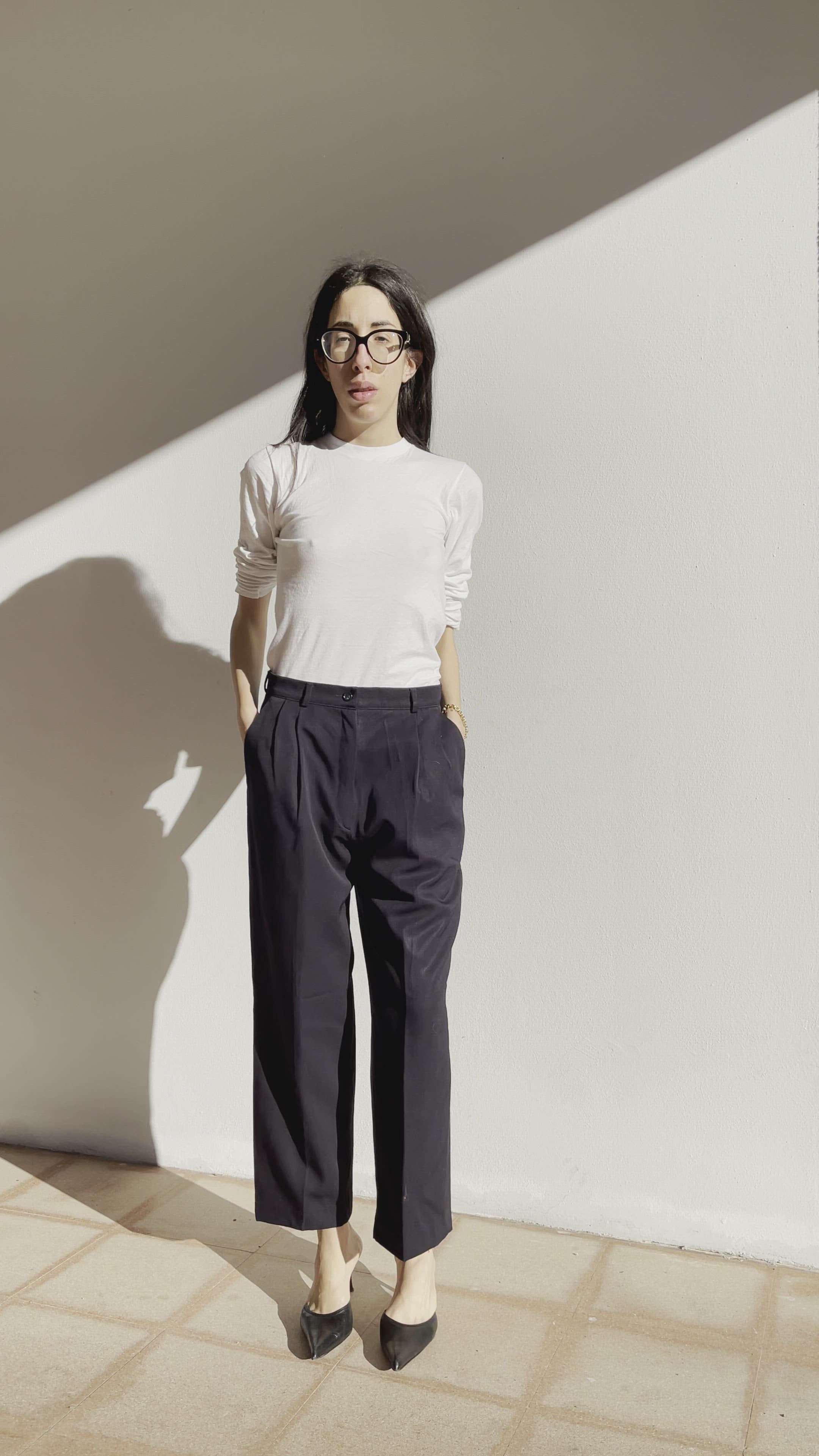 Pantaloni blu 100 lana