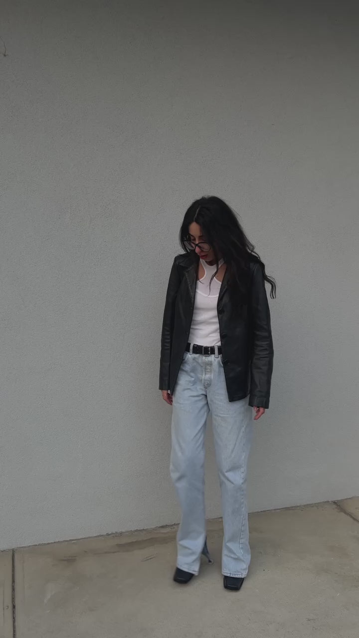 Black leather Mary Jane
