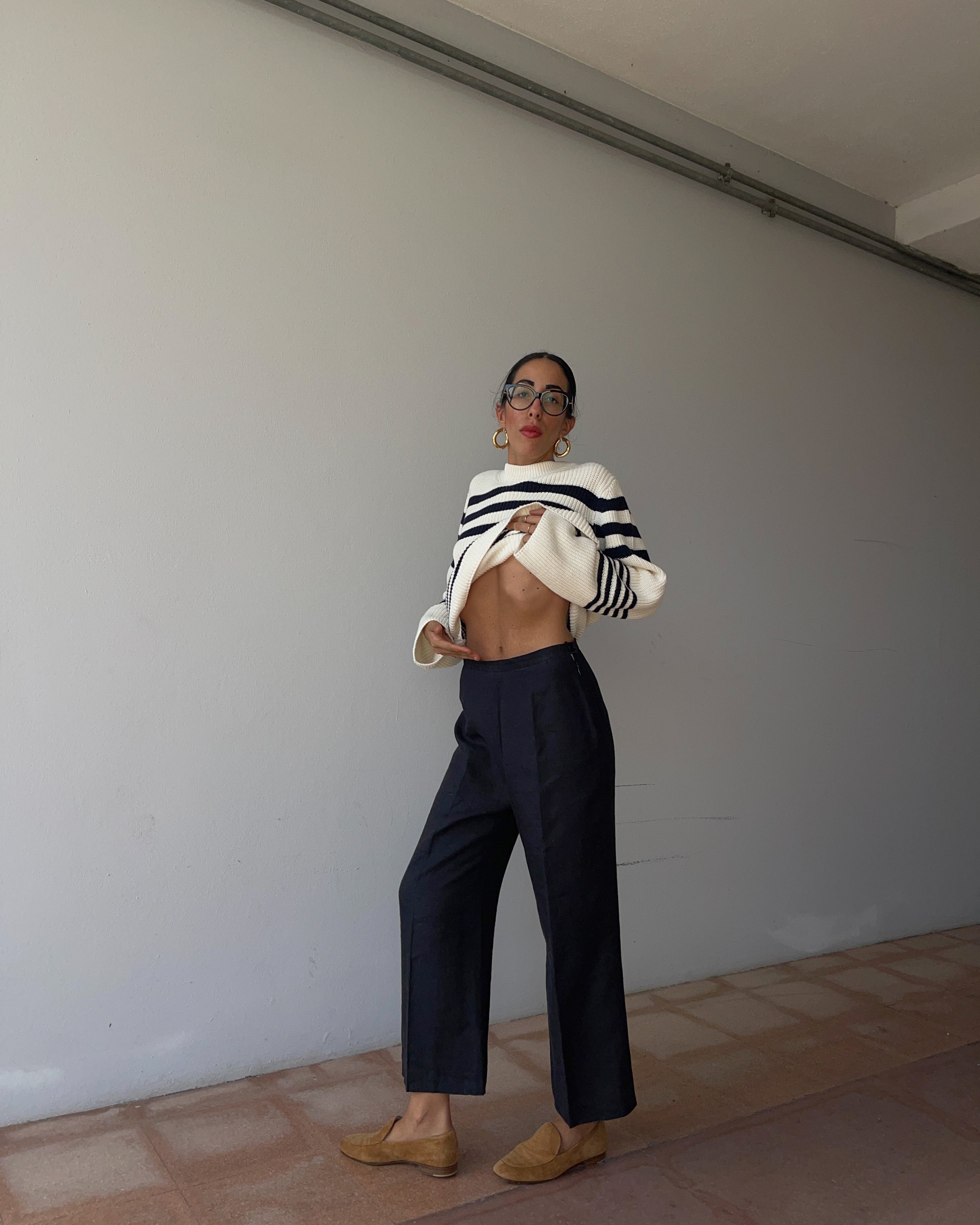 Max Mara black linen pants